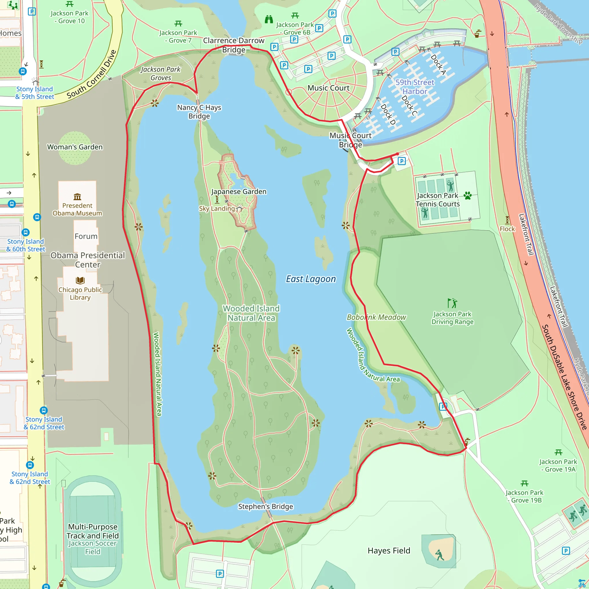 Jackson Park Lagoon Loop mobile static map
