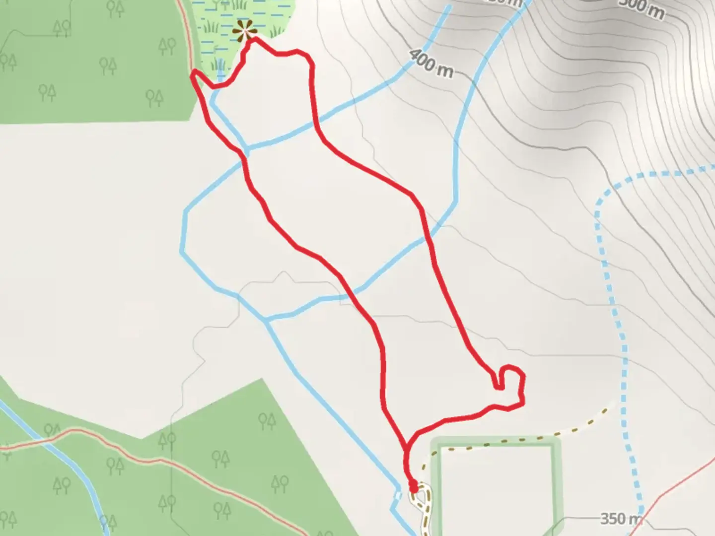An image depicting the trail Whistle Punk Trail and its surrounding area.
