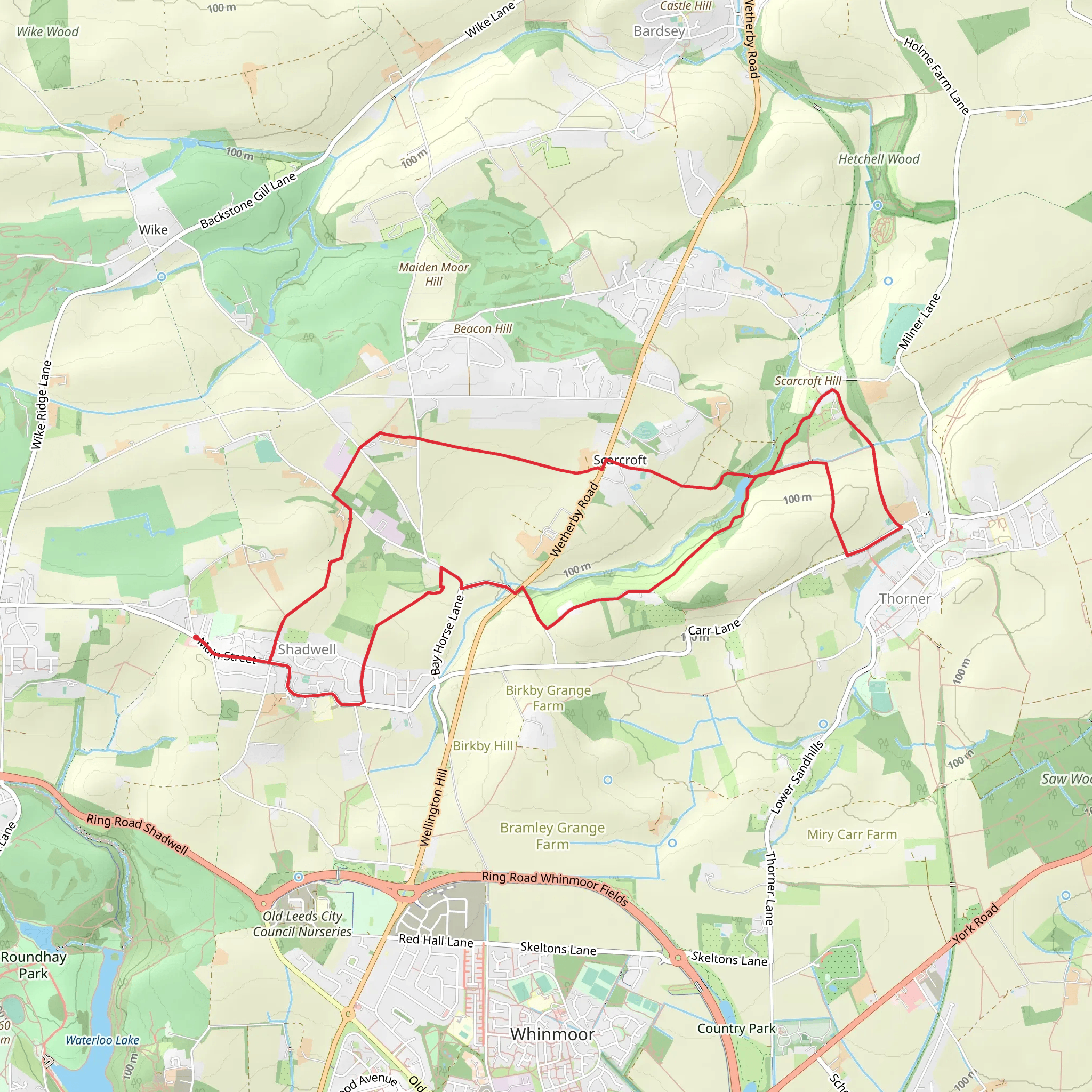 Shadwell to Scarcroft Loop mobile static map