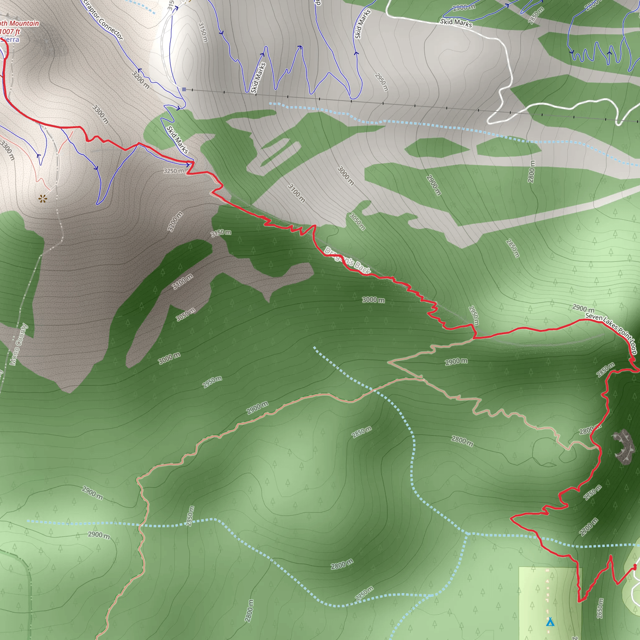 Mammoth Mountain from Twin Lakes mobile static map