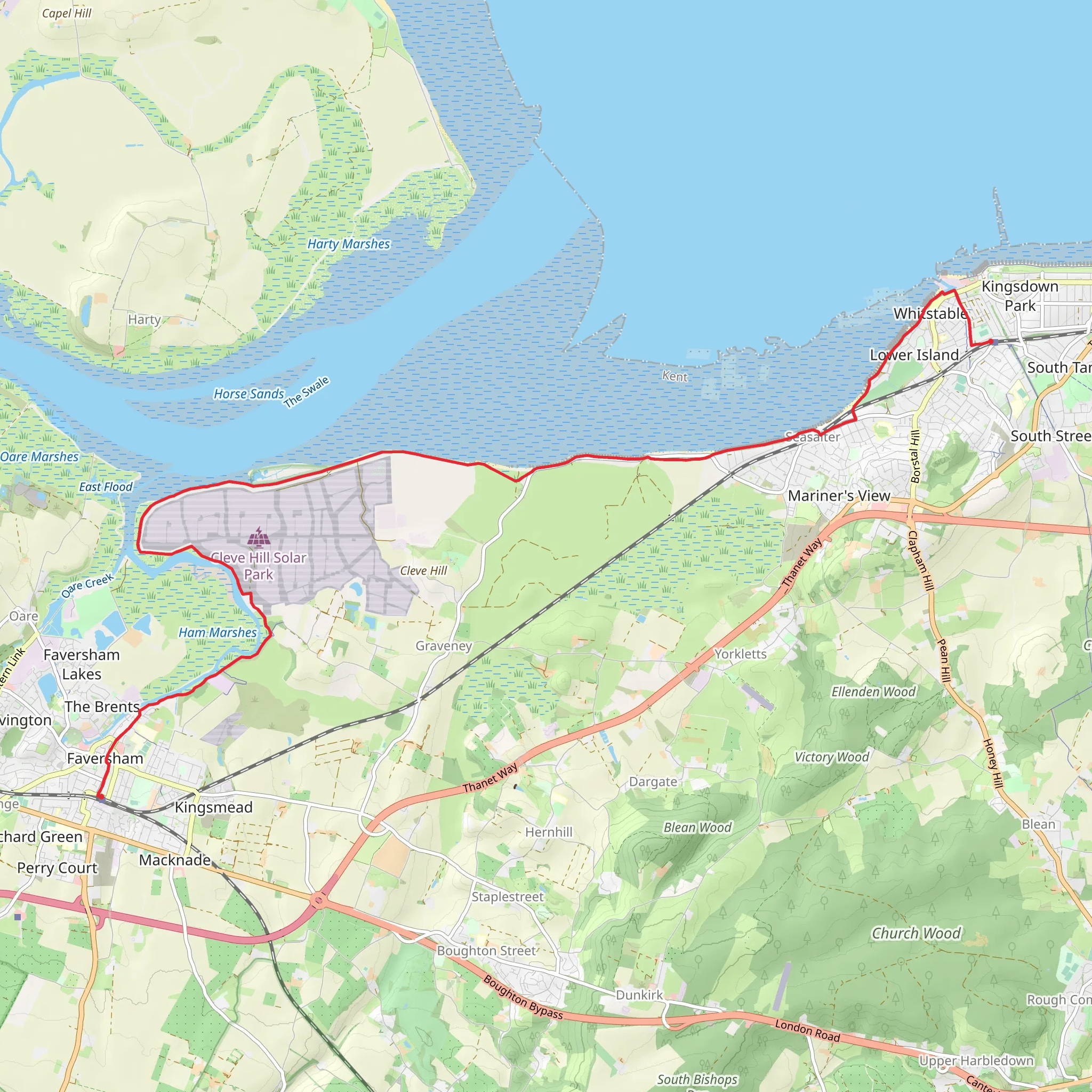 Whitstable to Faversham Walk mobile static map