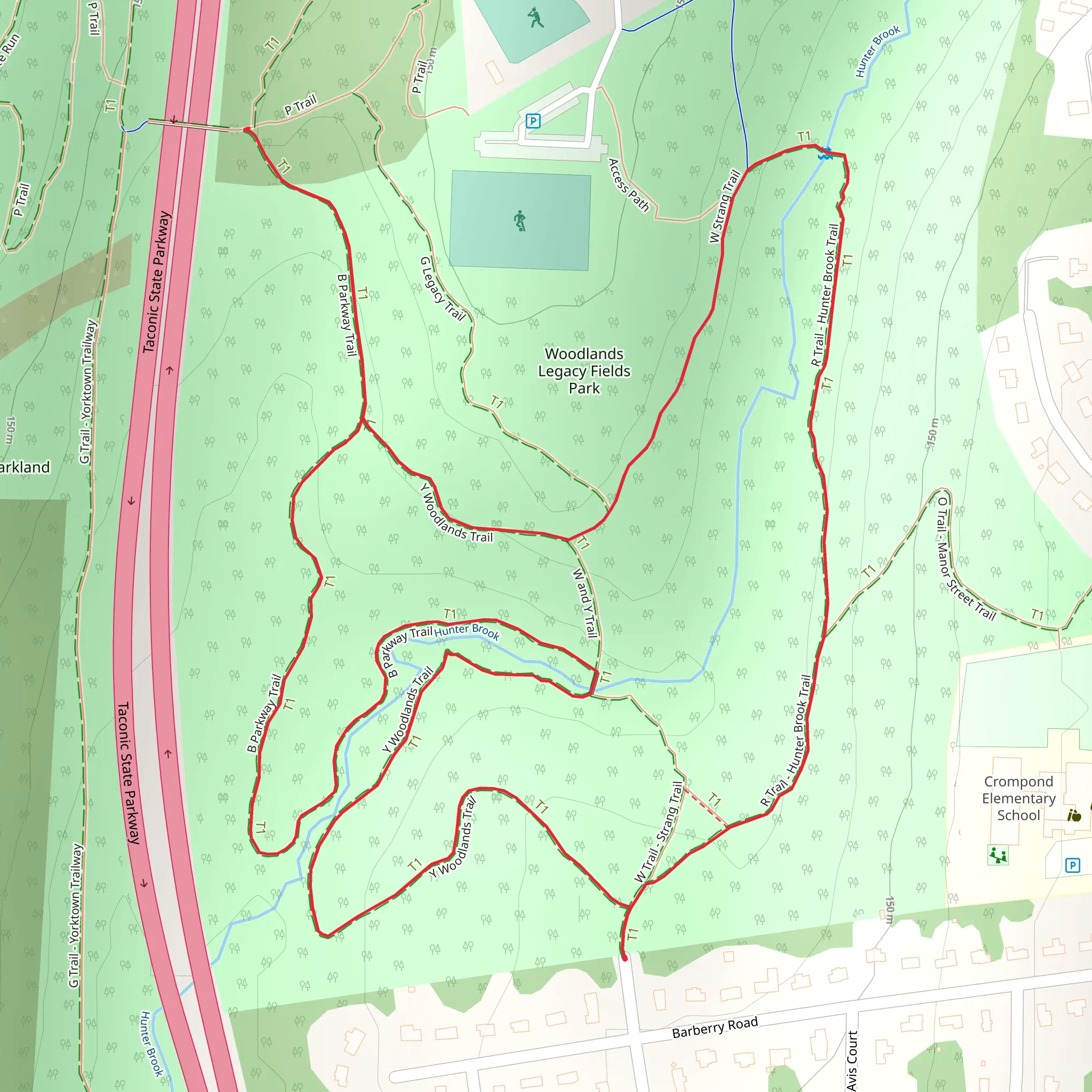 B Parkway and Hunter Brook Loop Trail mobile static map