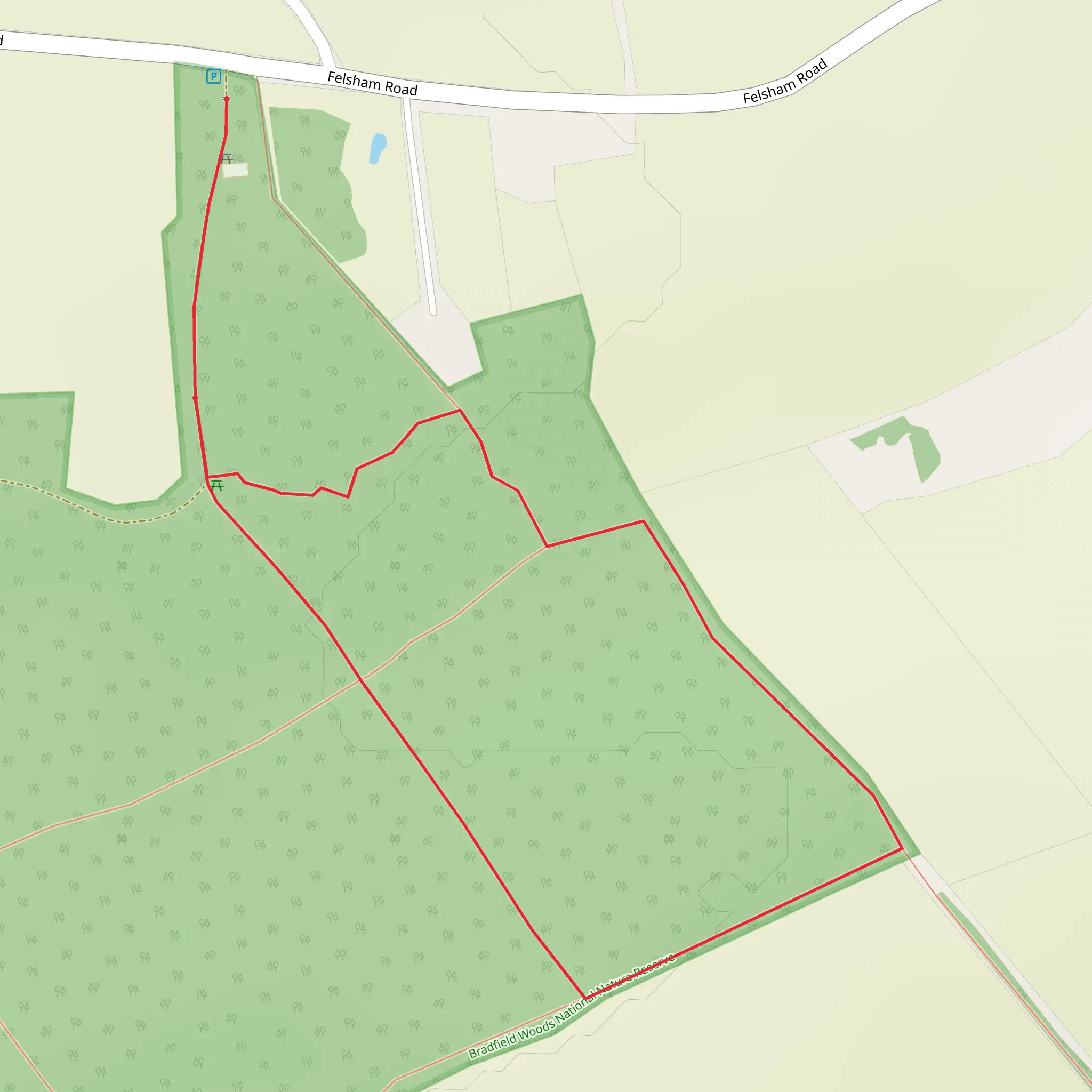 Bradfield Woods National Nature Reserve Short Loop mobile static map