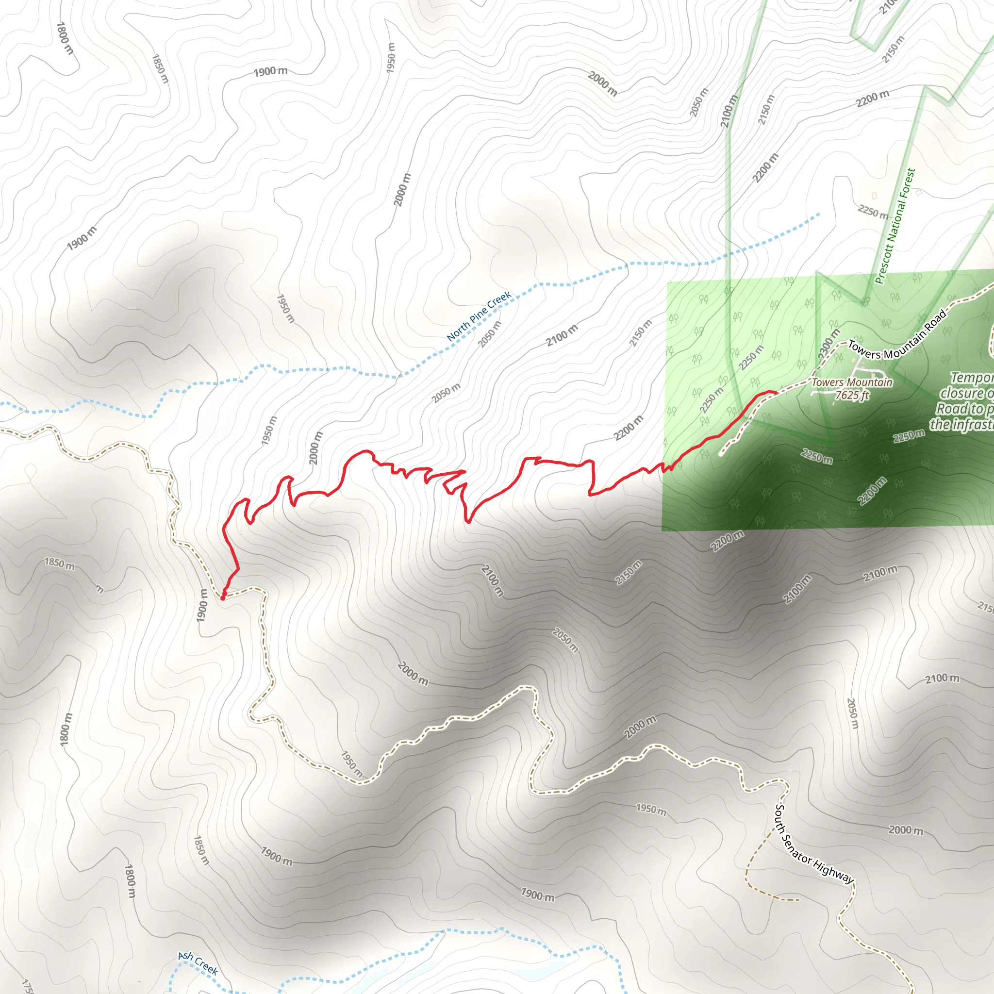 Towers Mountain Trail mobile static map