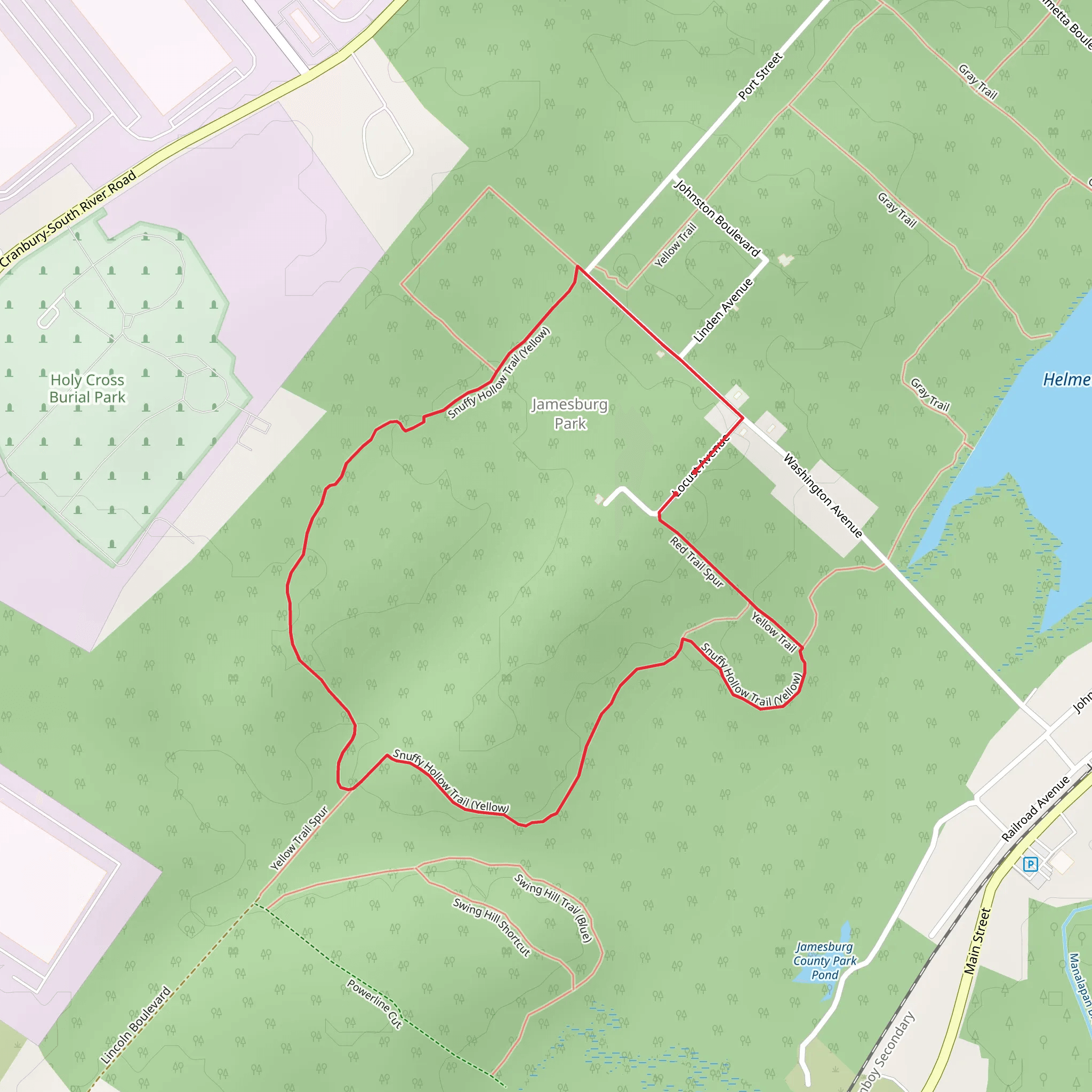 Red Trail SPur and Snuffy Hollow Loop Trail mobile static map