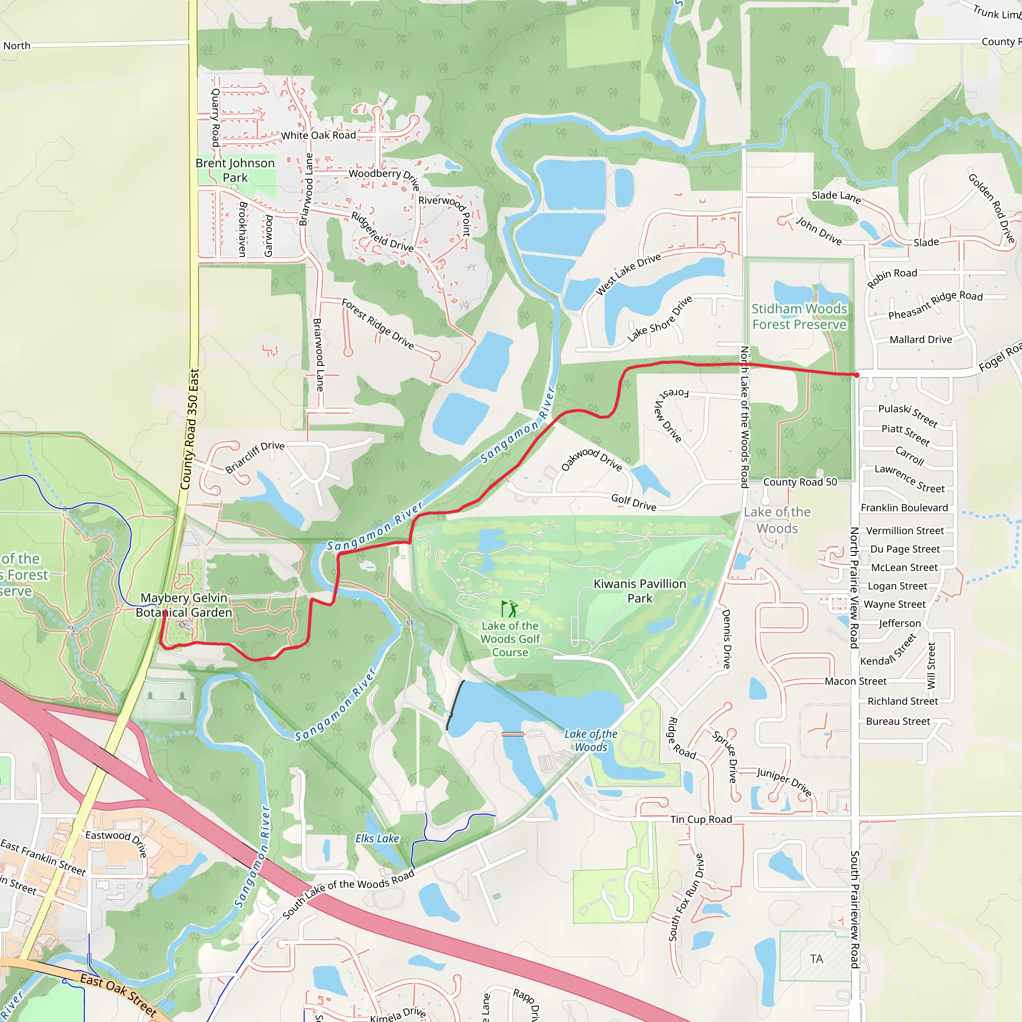 Sangamon River Walk from Fogel Road mobile static map