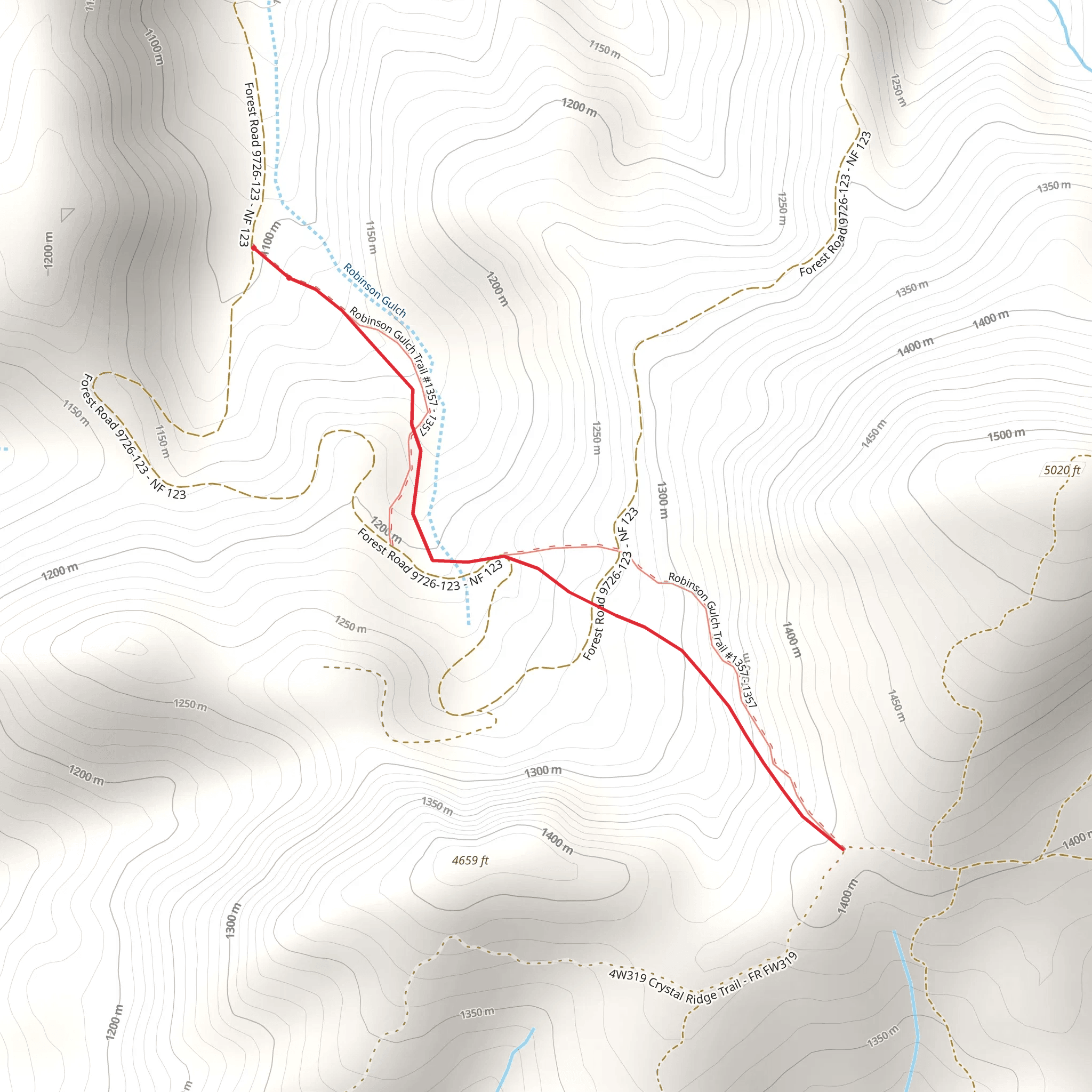 Robinson Gulch Trail mobile static map
