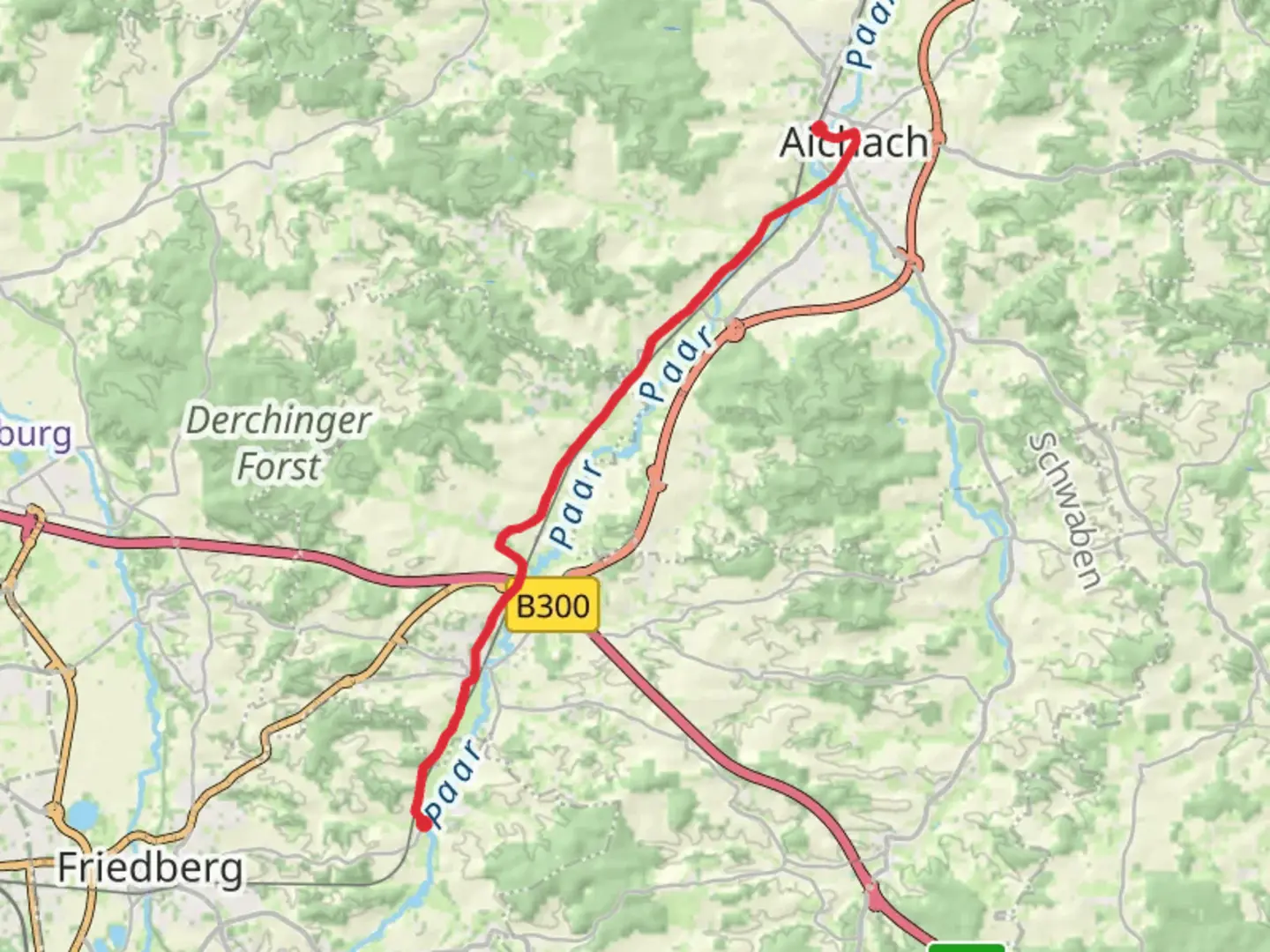 An image depicting the trail Aichach to Paar Walk and its surrounding area.