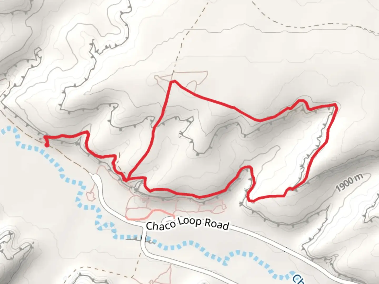 An image depicting the trail Chaco Loop Road Loop - North and its surrounding area.