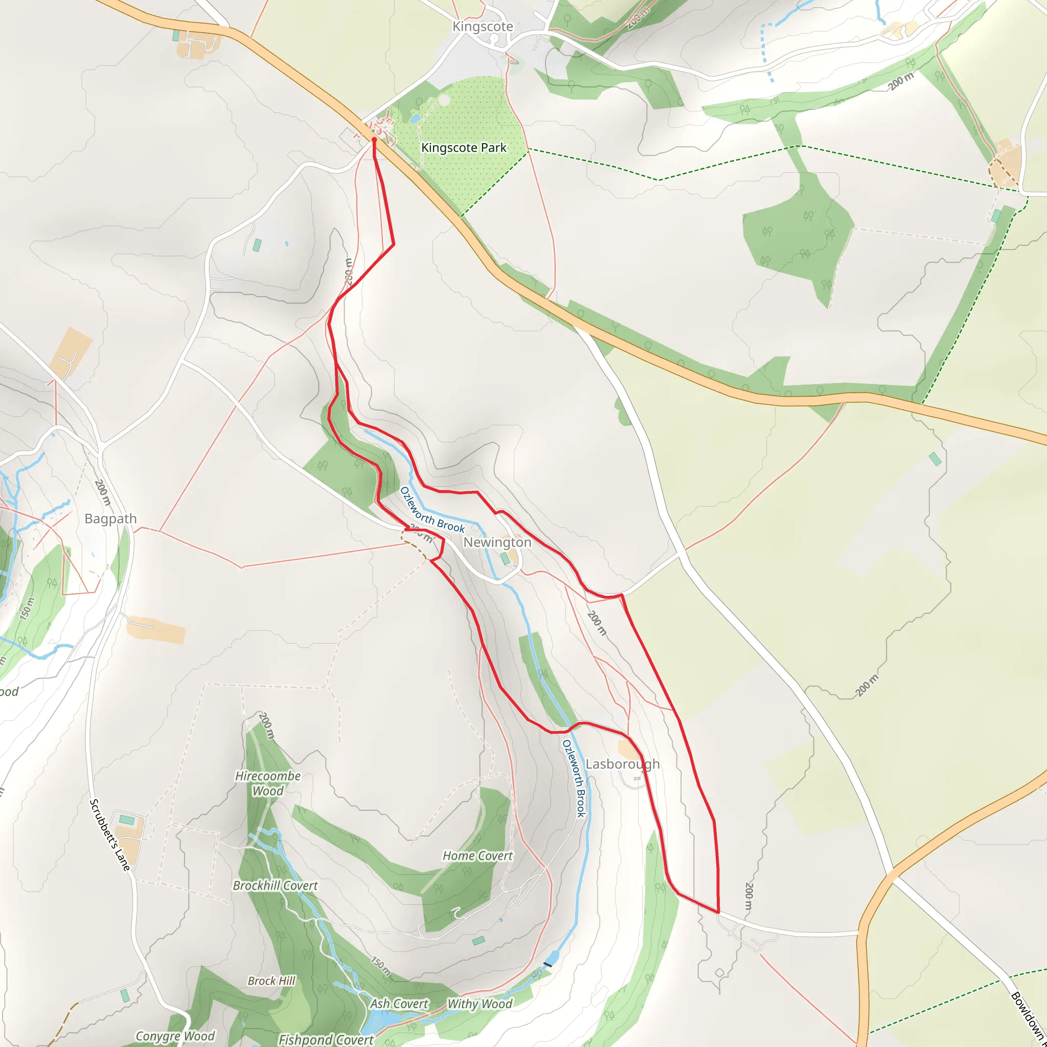 Kingscote via Lasborough Circular mobile static map