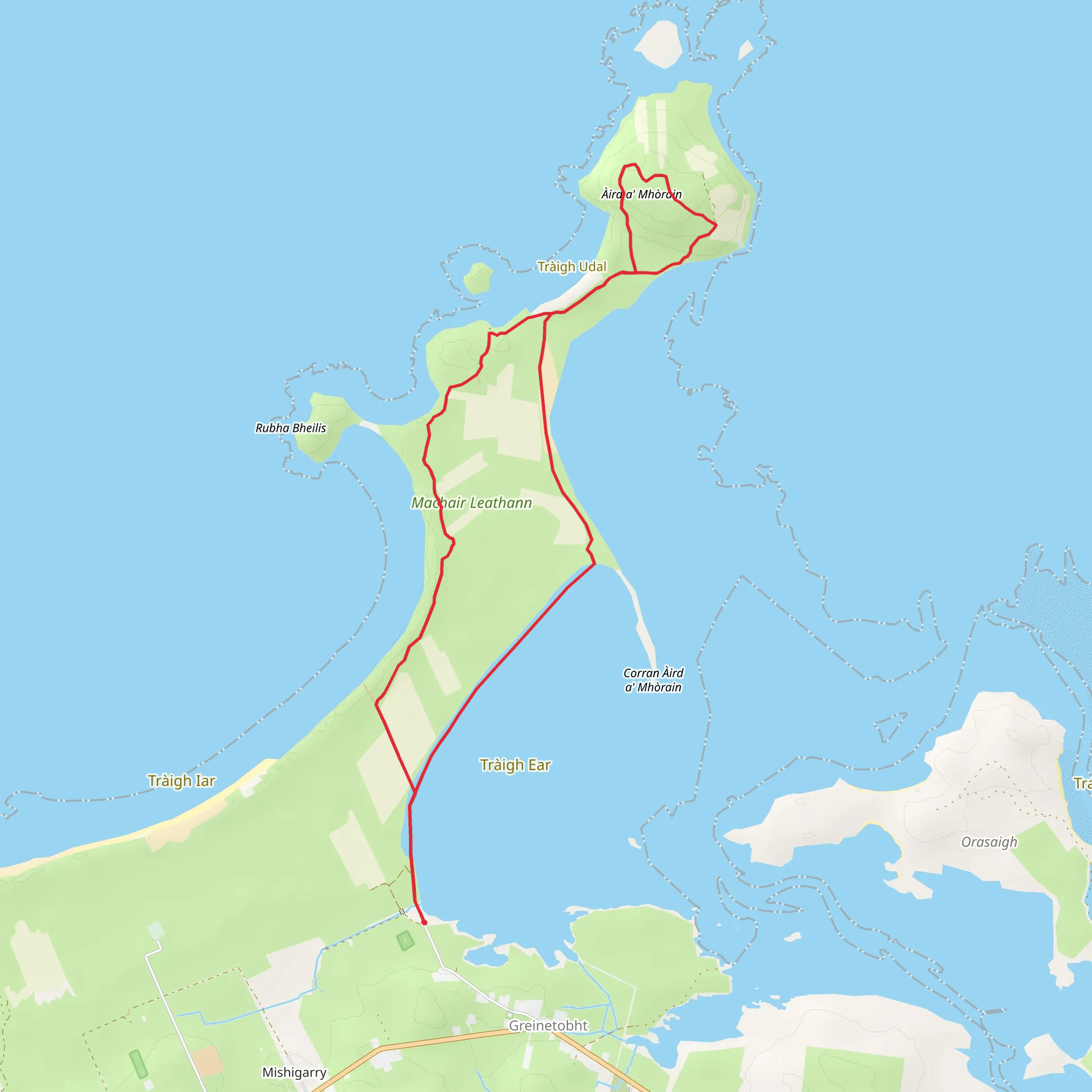 Udal and Aird a' Mhorain Point from Greinetobht mobile static map
