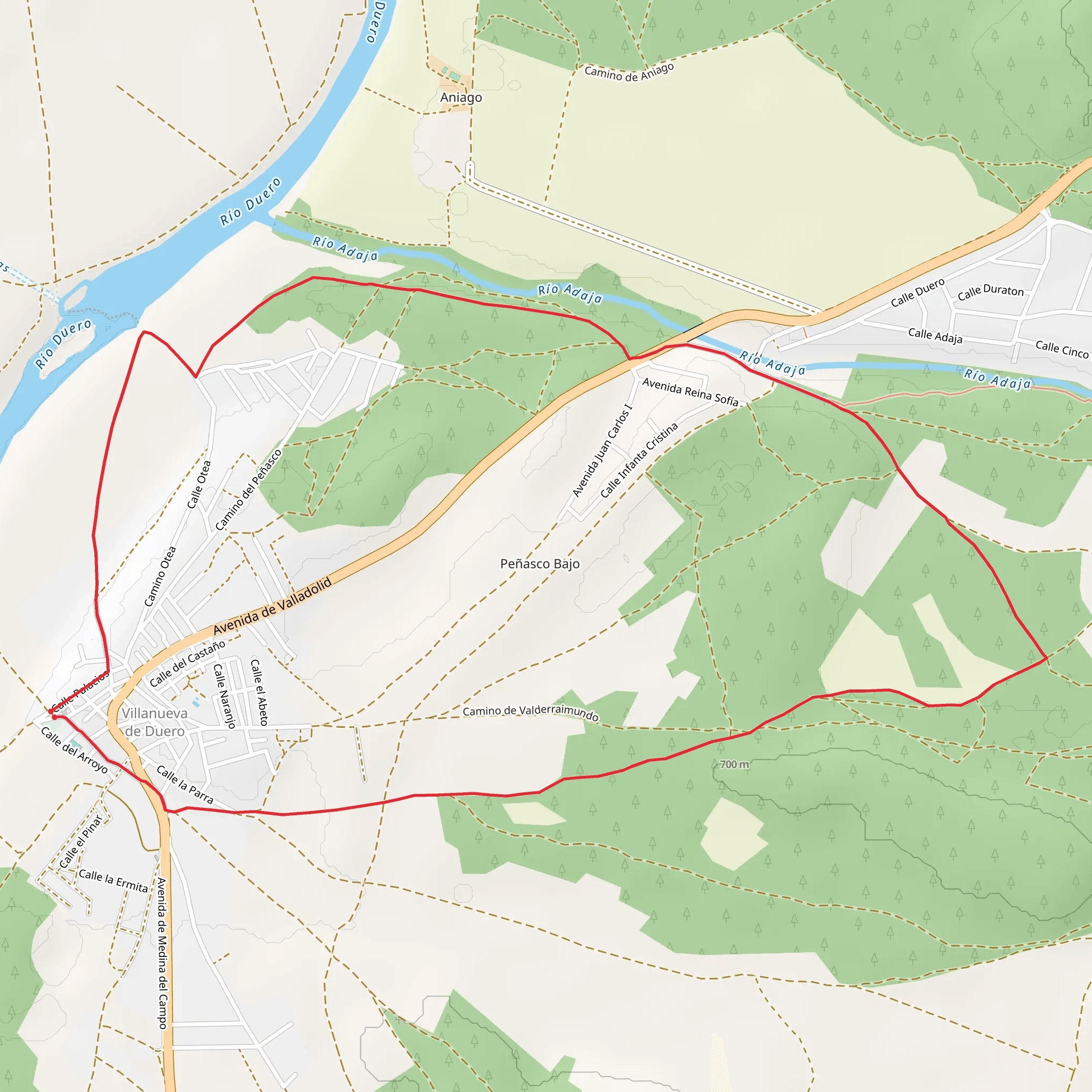 Route of the Fishery to Adaja PR VA 53 mobile static map