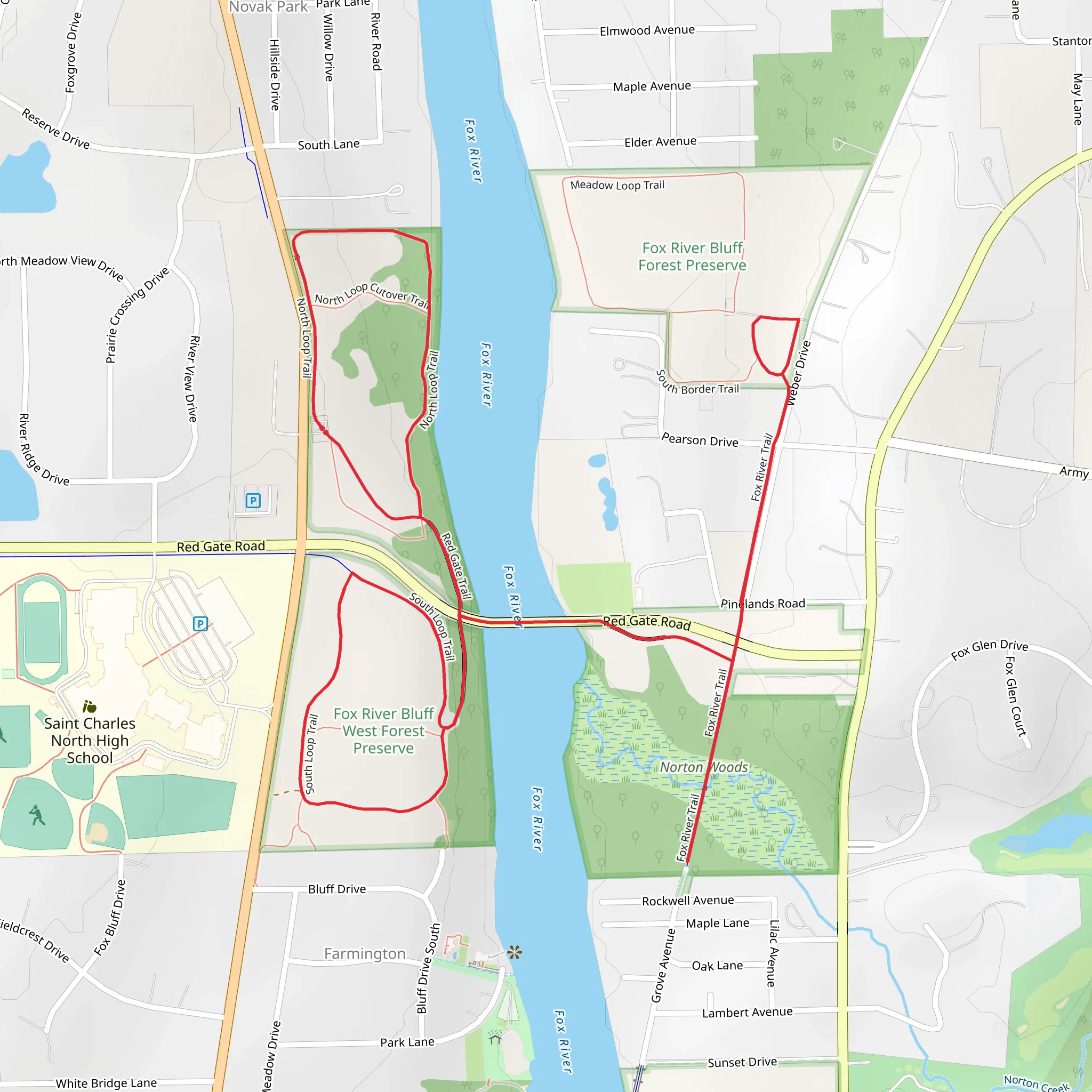 For River, North and South Loop Trail mobile static map