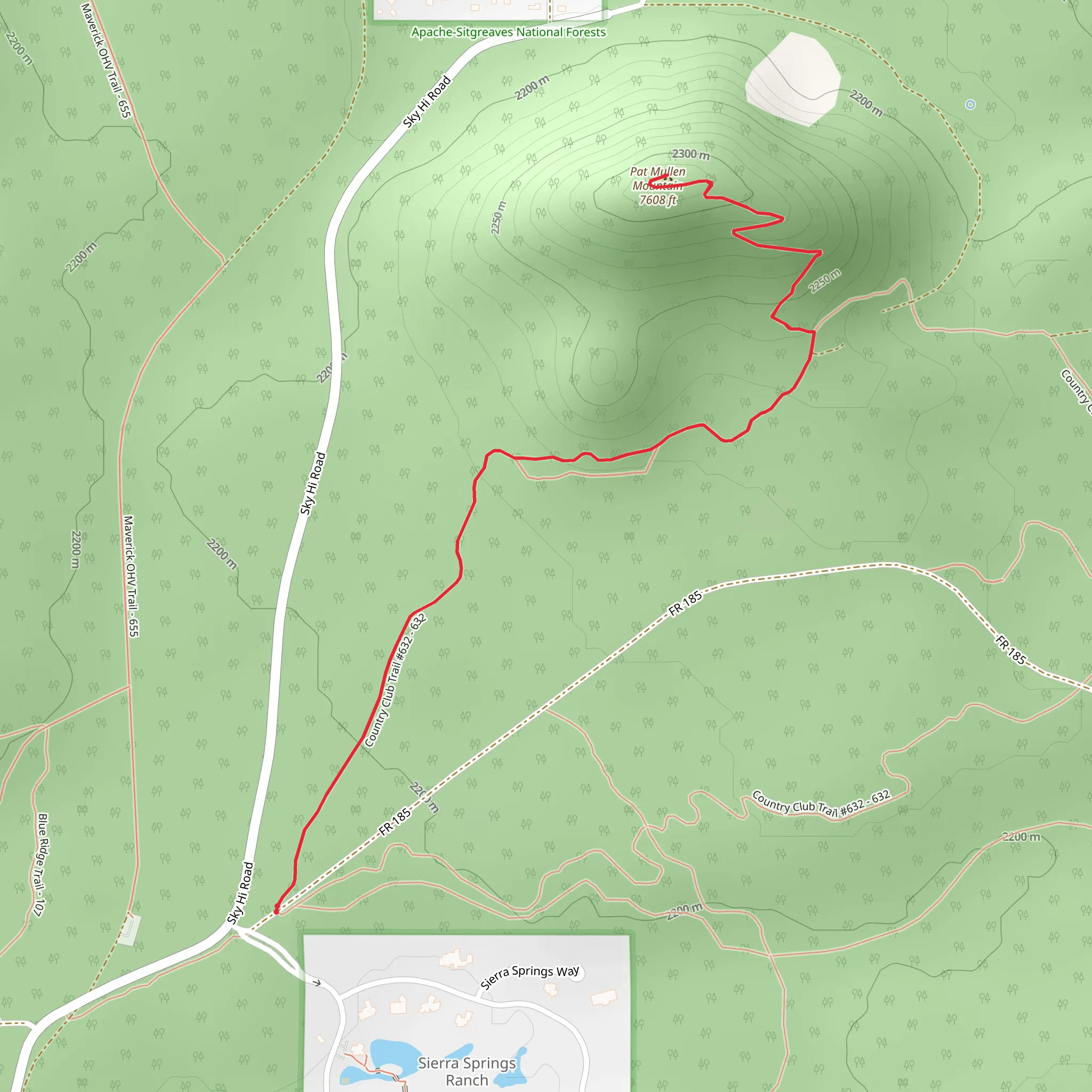 Pat Mullen Mountain via Sierra Springs Ranch mobile static map