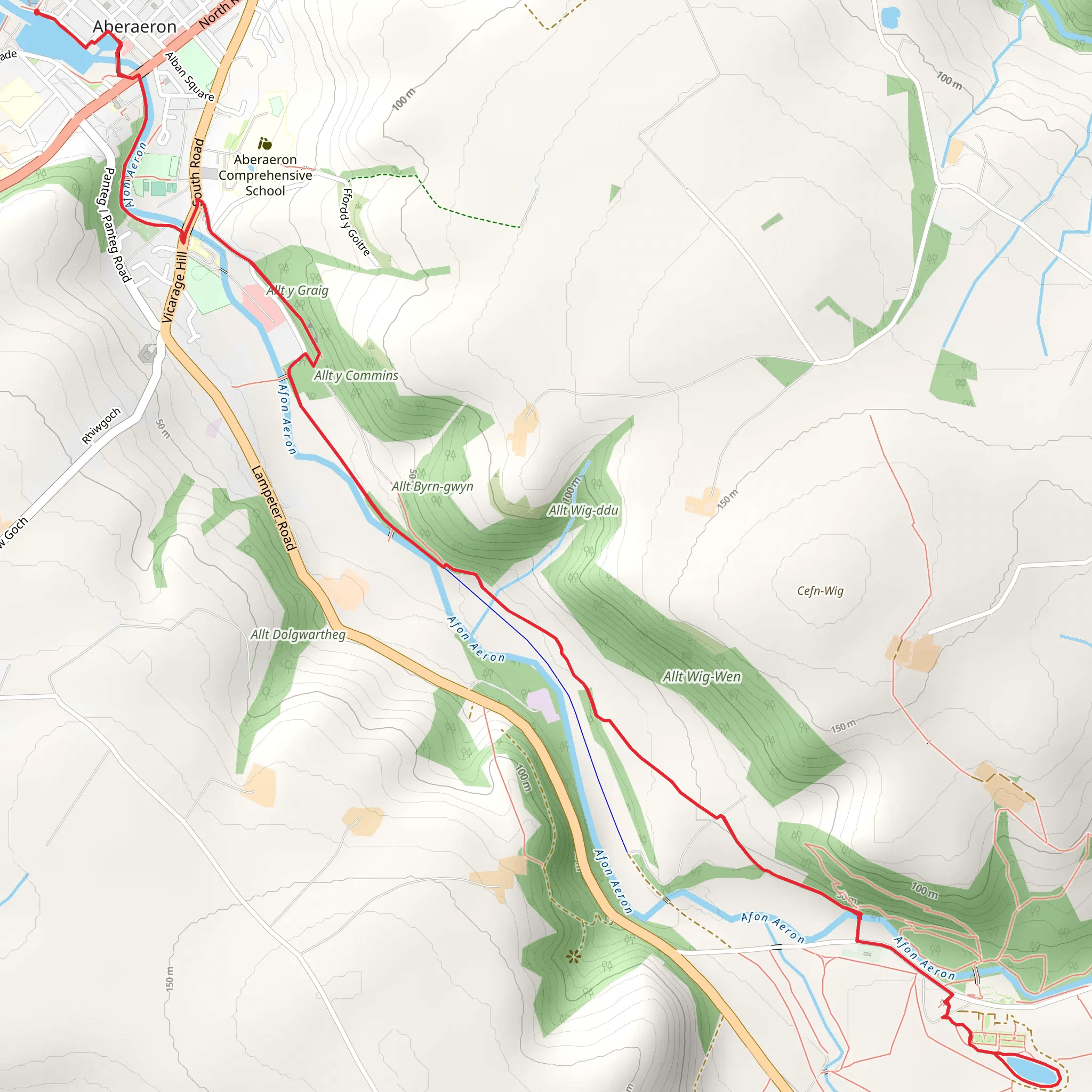Aberaeron to Llanerchaeron Walk mobile static map