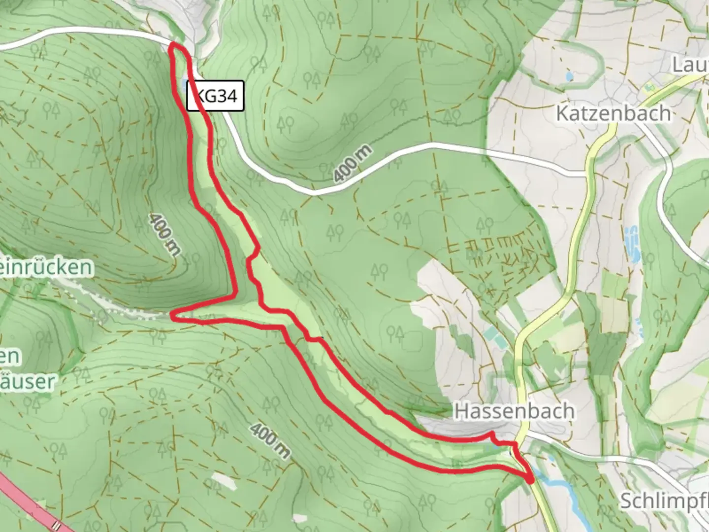 An image depicting the trail River Thulba Streamside Loop - Hassenbach and its surrounding area.