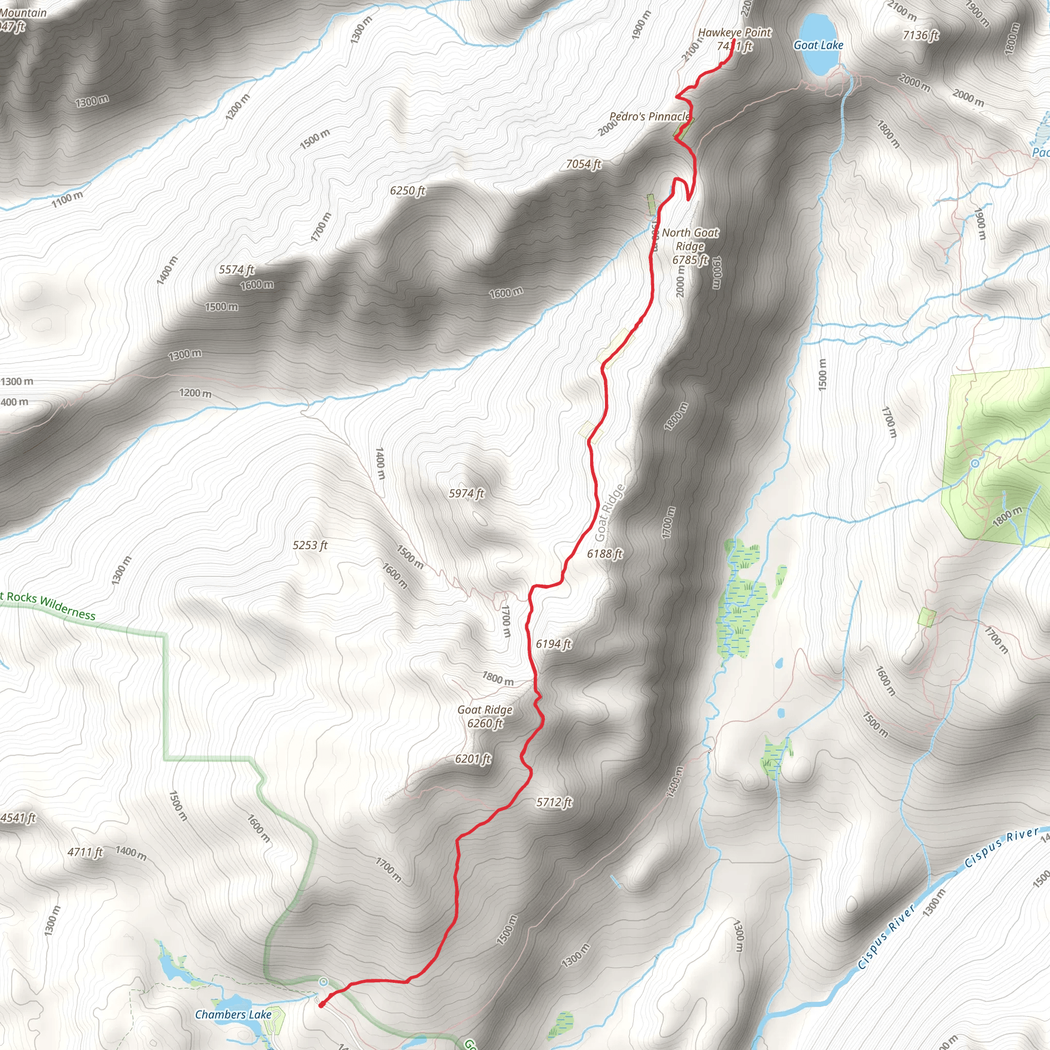 Hawkeye Point via Goat Ridge Trail mobile static map