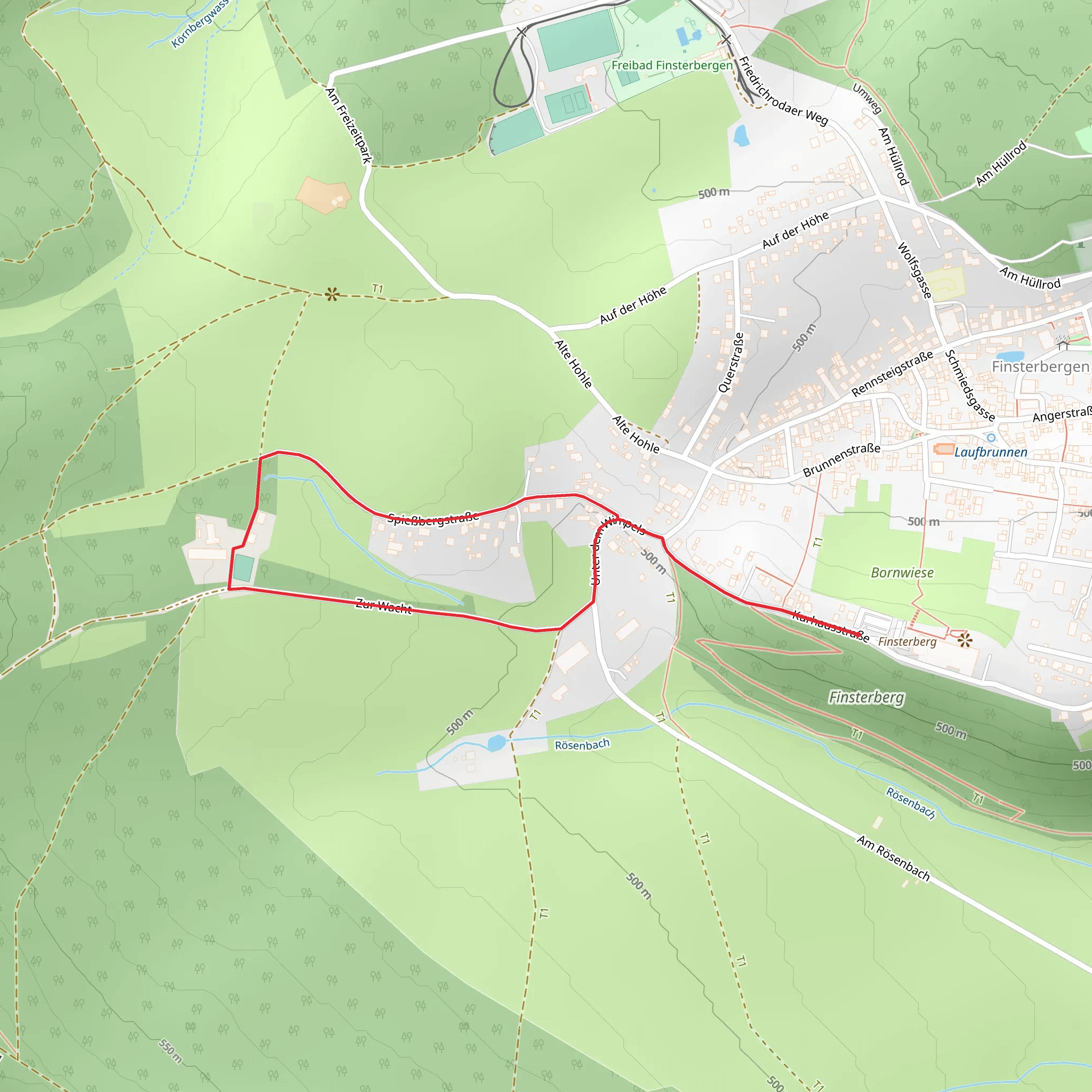 Finsterbergen Short Loop mobile static map