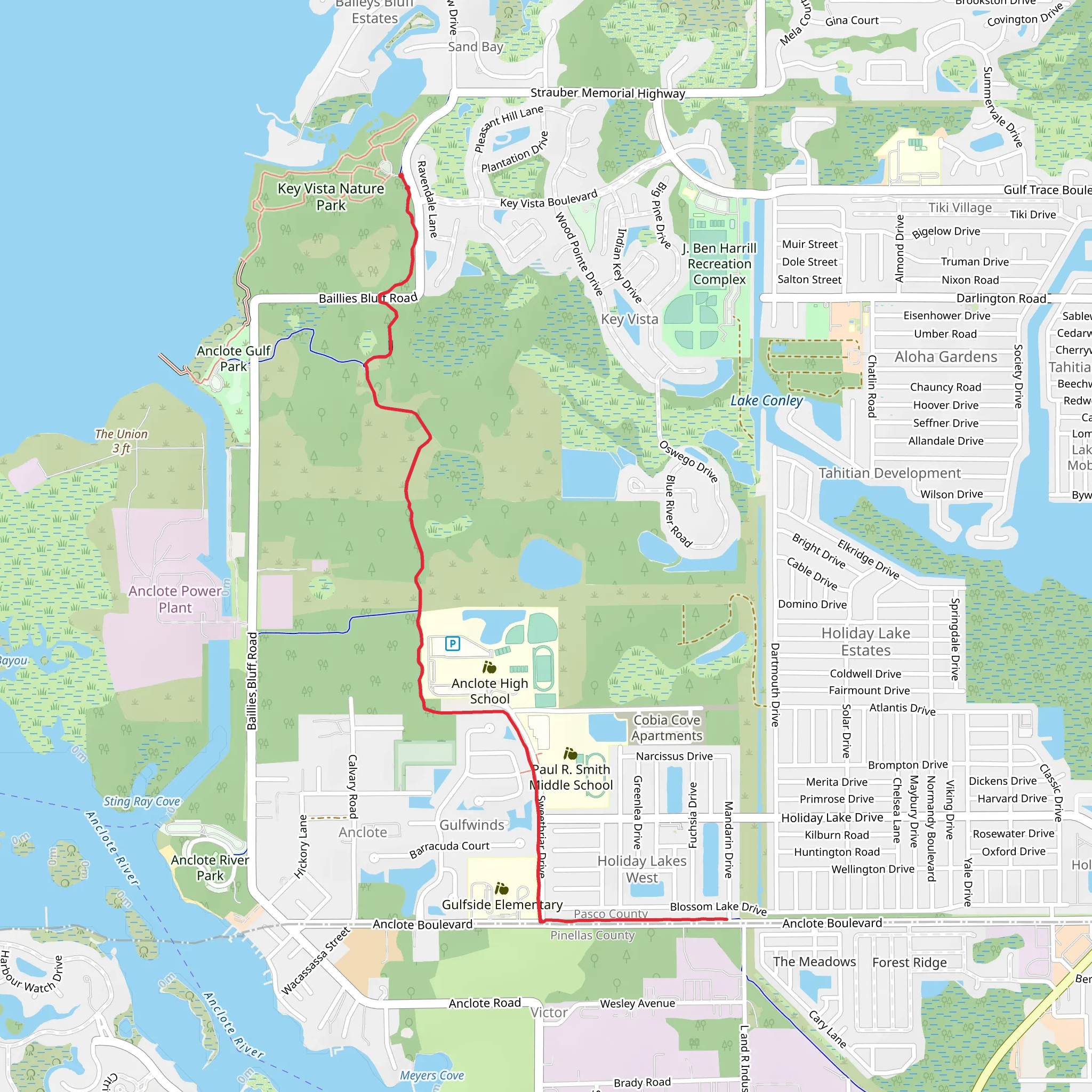 Coastal Anclote Trail - Key Vista Nature Park mobile static map