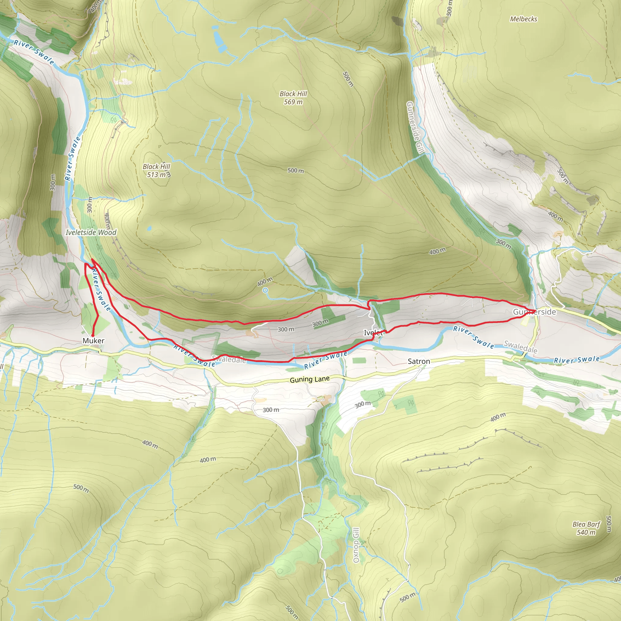 Muker to Gunnerside Loop mobile static map