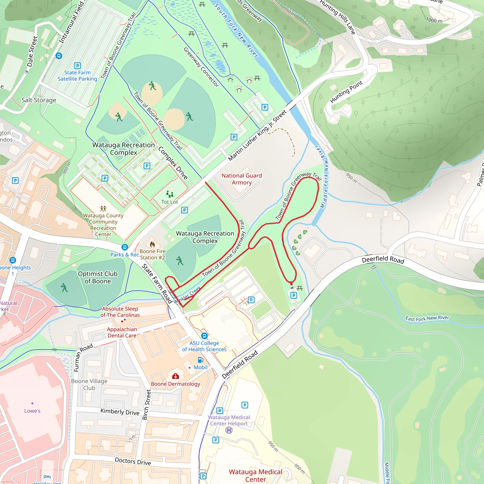 Town of Boone Greenway Loop Trail mobile static map