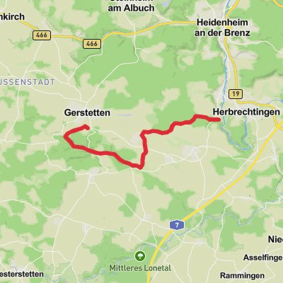 Anhausen to Gerstetten Walk mobile static map