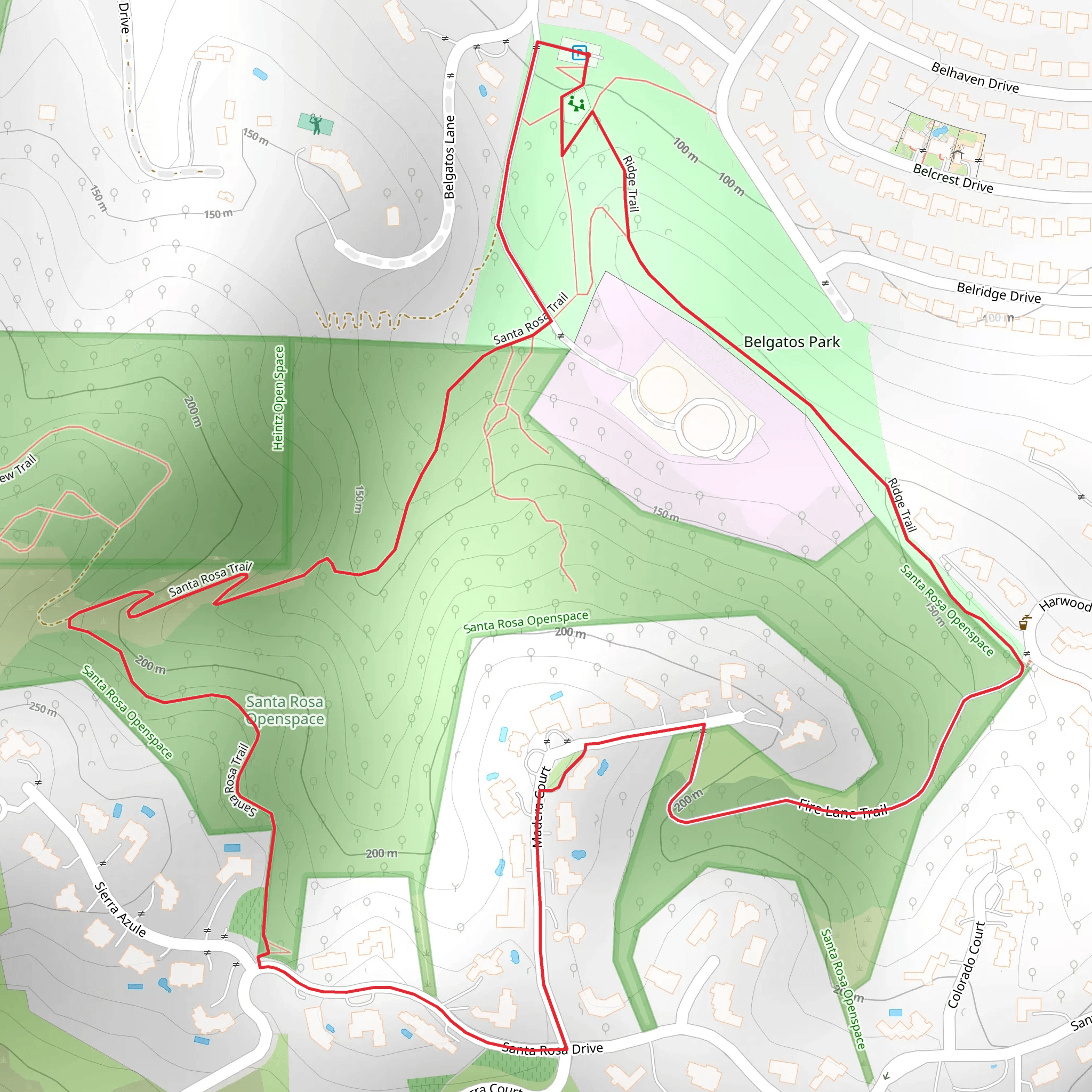Ridge and Santa Rosa Loop Trail - Belgatos Park mobile static map