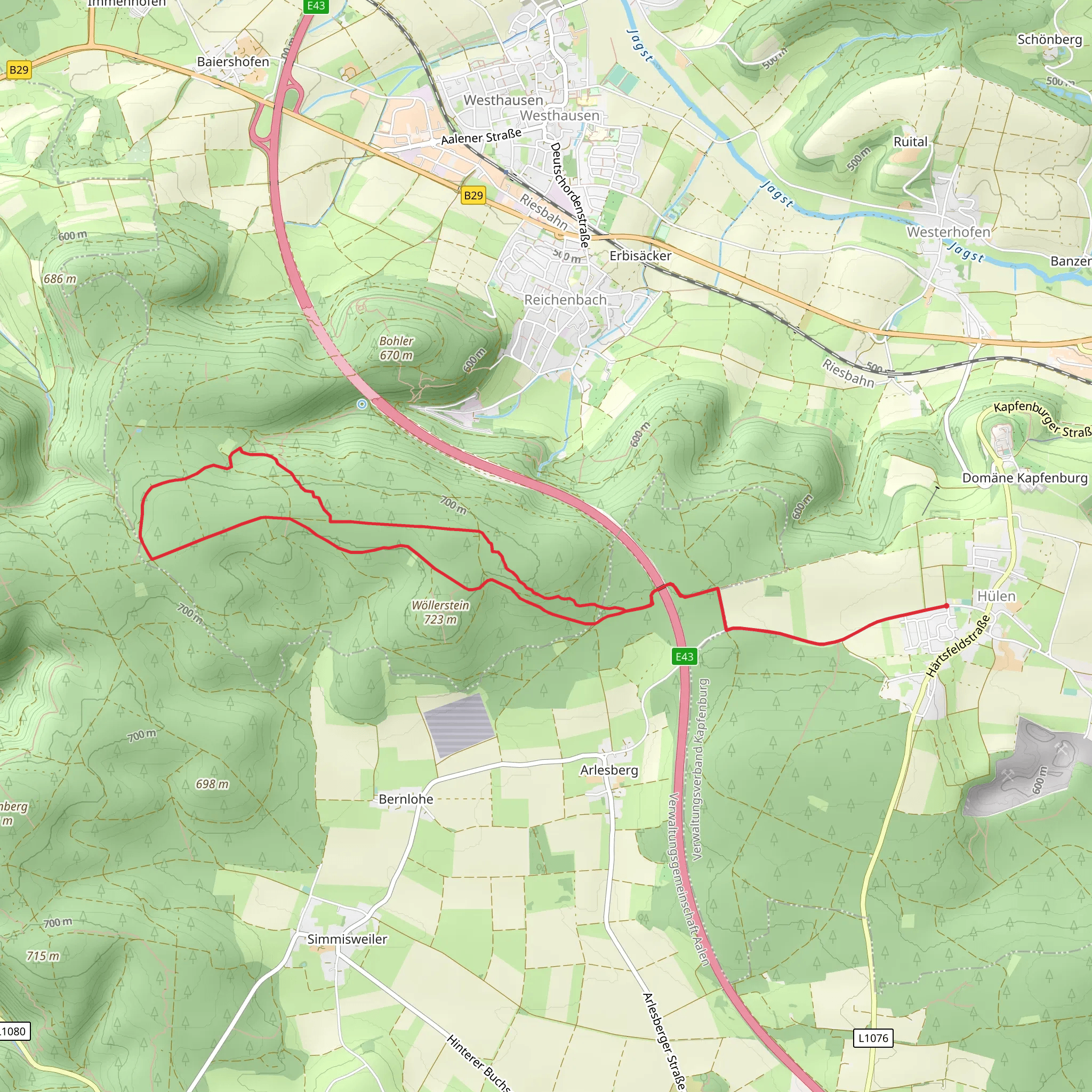 Wöllerstein and Winterhalde Loop mobile static map