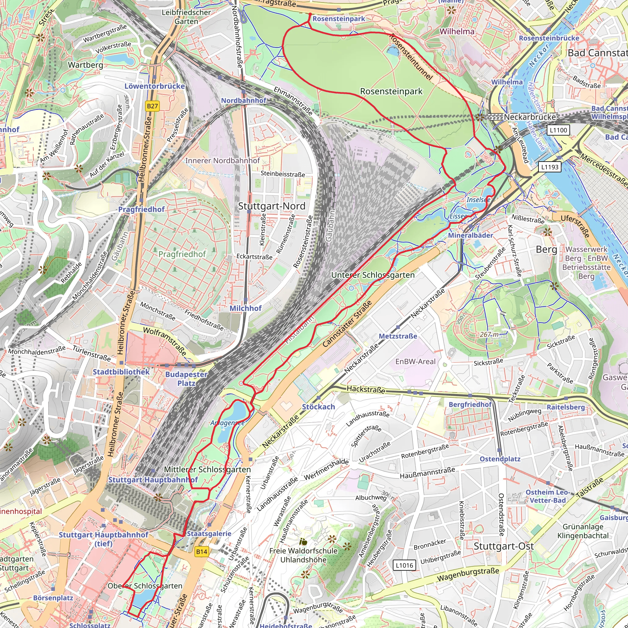 Inselsee via Vom Schloss zum Schloessle and Felix Mendelssohn Bartholdy Allee mobile static map
