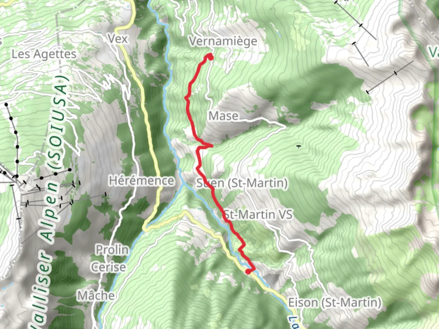 An image depicting the trail Chemin d’Ossona and its surrounding area.