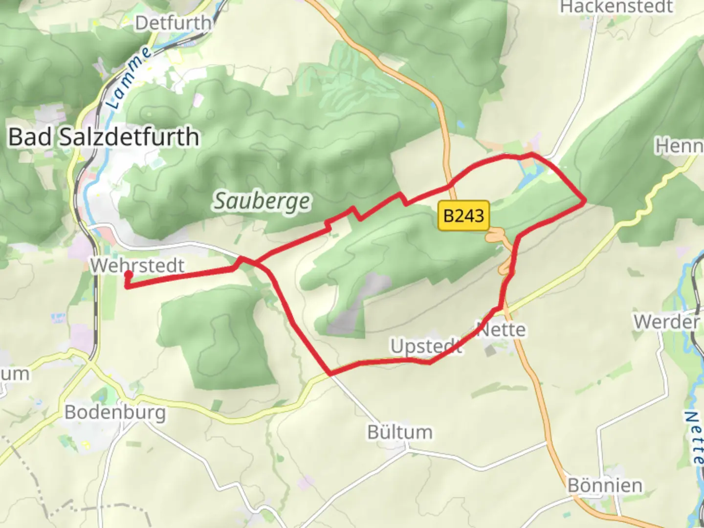 An image depicting the trail Wehstedt and Soder Loop and its surrounding area.