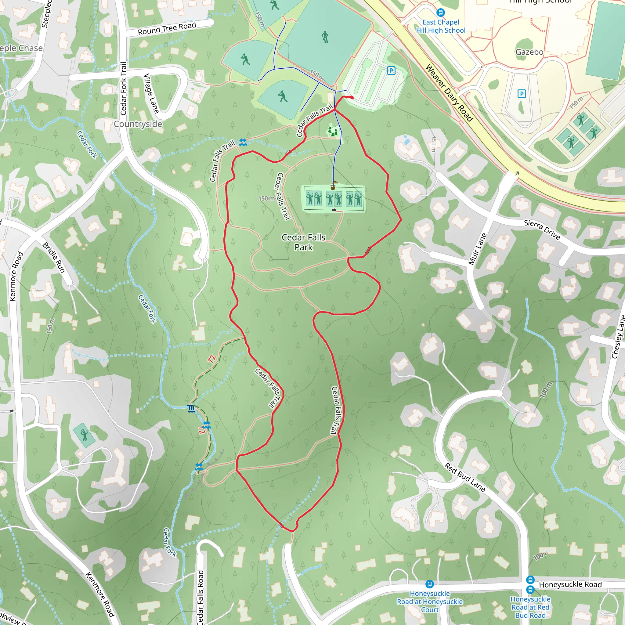 Cedar Fork Trail - Purple and Yellow Loop mobile static map