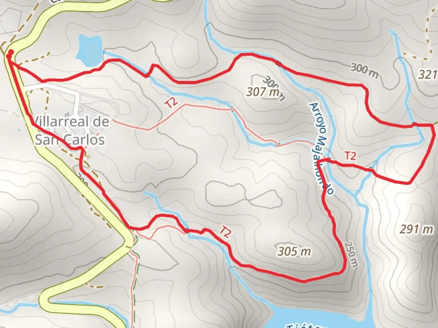 An image depicting the trail Mirador del Serrano Loop from Serradilla and its surrounding area.
