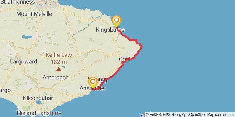 Shell Bay to St Andrews via Fife Coast Path stage 2 Map