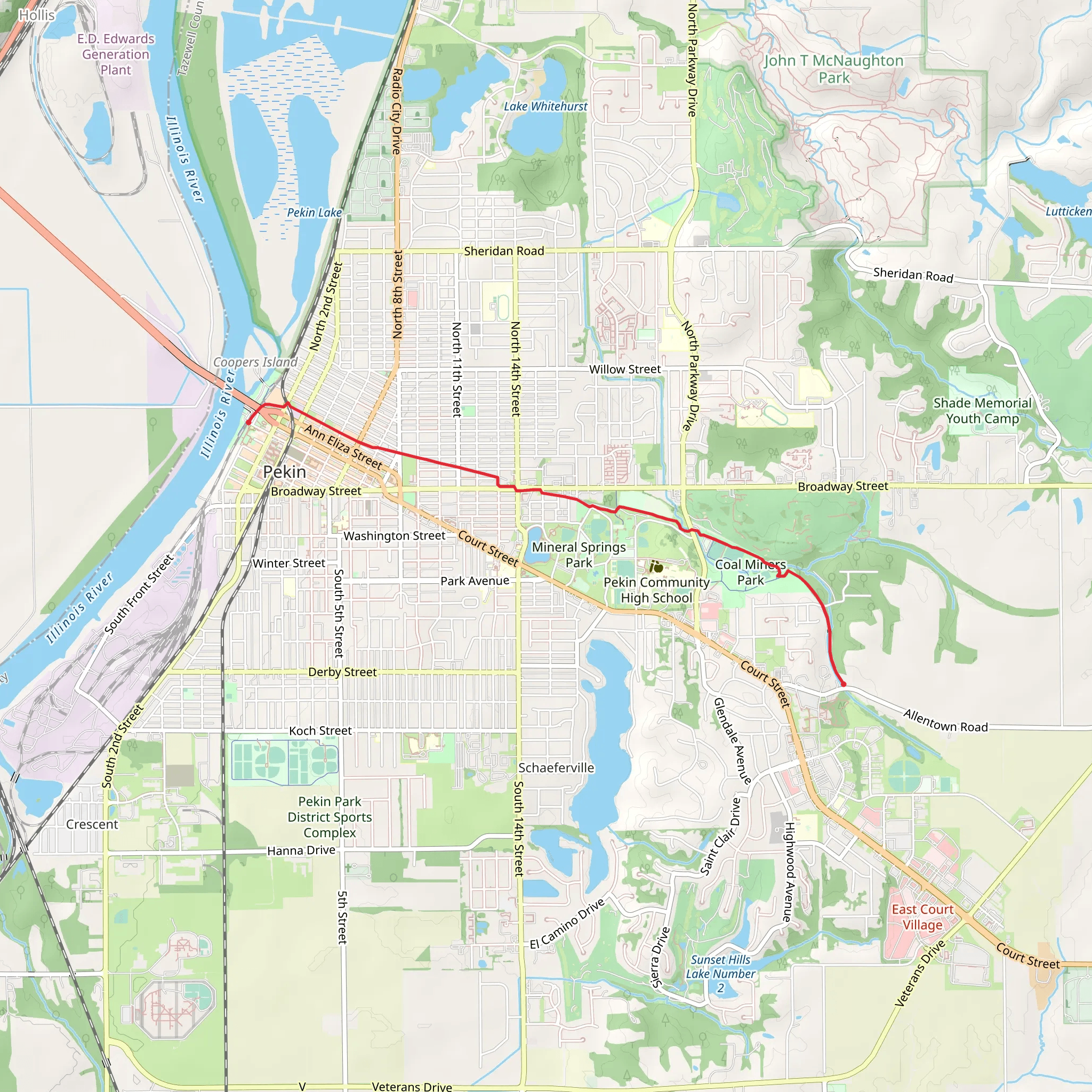 Pekin Park Trail mobile static map