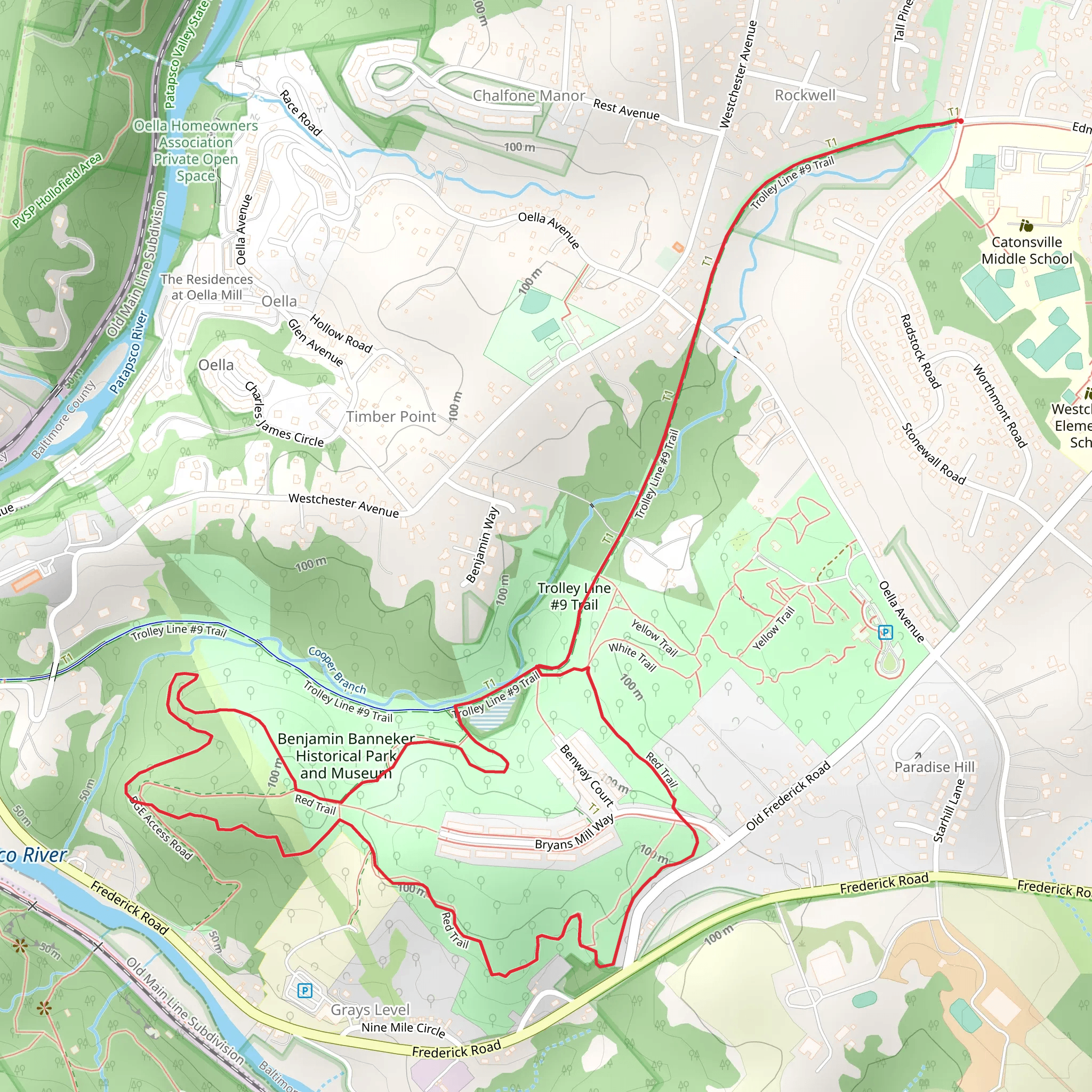 Trolley Line and Red Loop Trail mobile static map