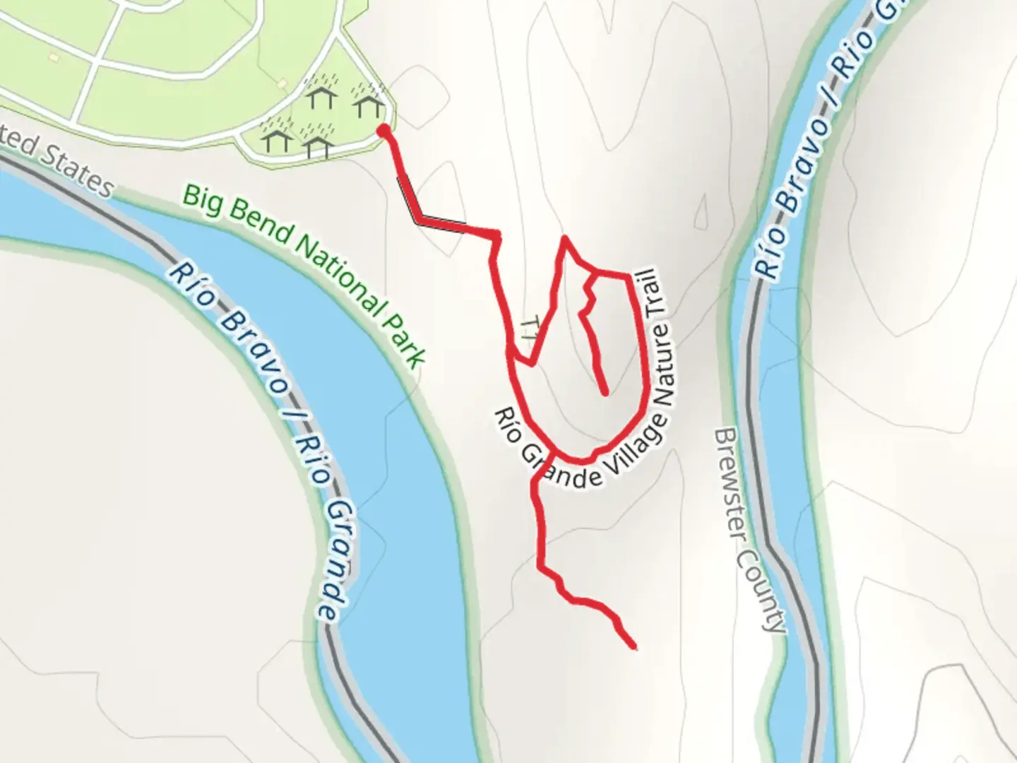 An image depicting the trail Río Grande Village Nature Trail Loop and its surrounding area.