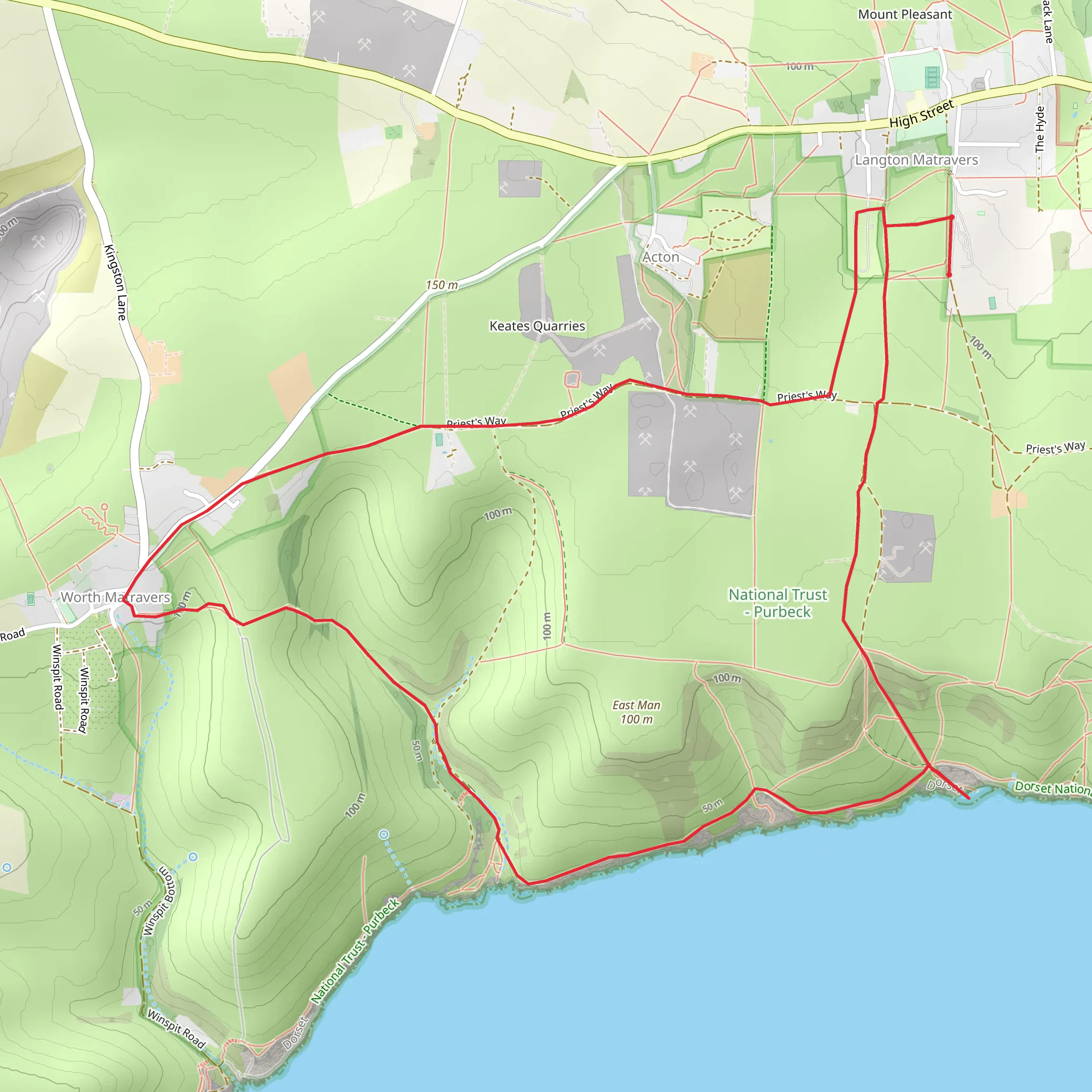 Dancing Ledge and Seacombe Bottom Walk mobile static map