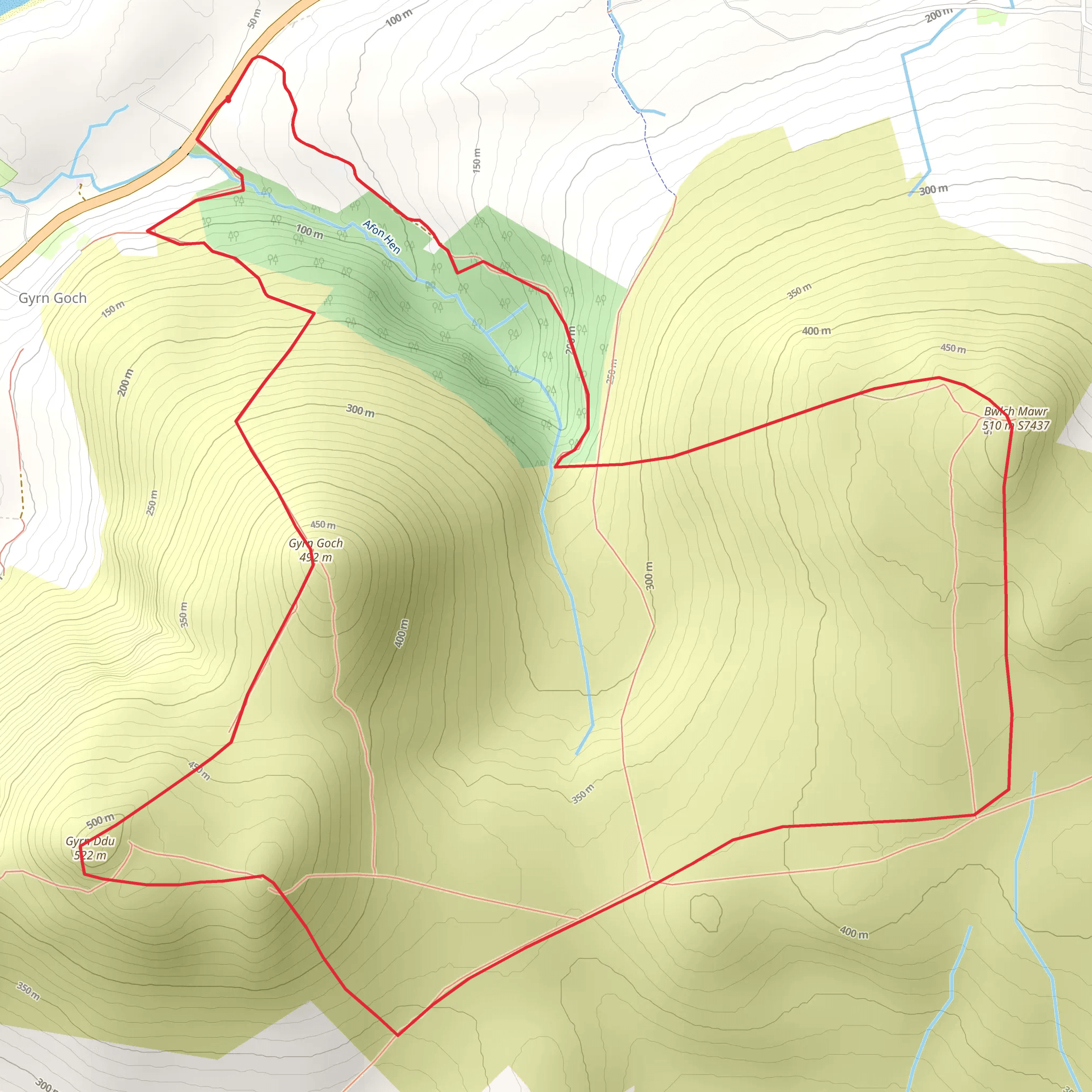 Gyrn Goch - Gyrn Ddu and Bwlch Mawr mobile static map