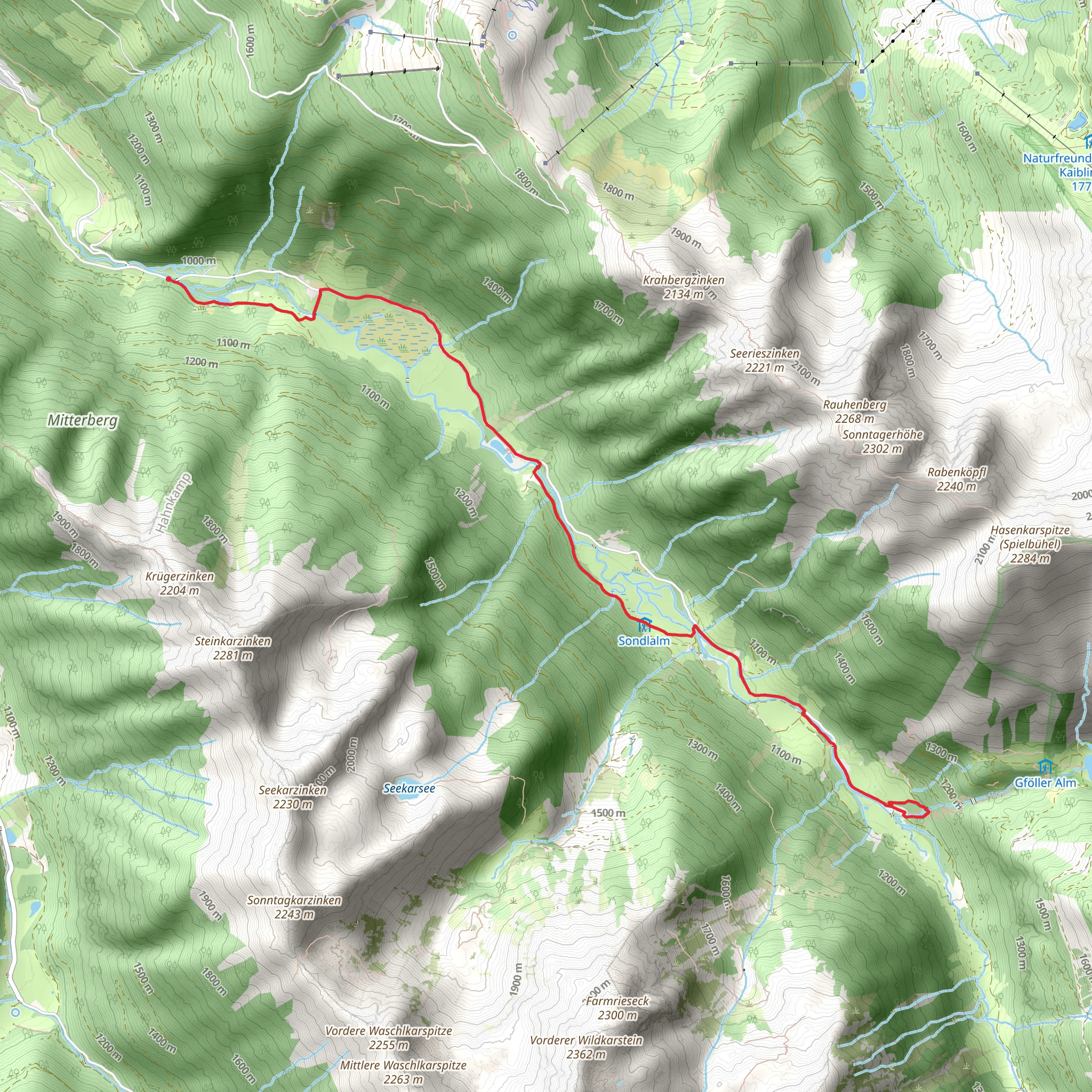 From Hinkerbrücke to Riesach Waterfall mobile static map