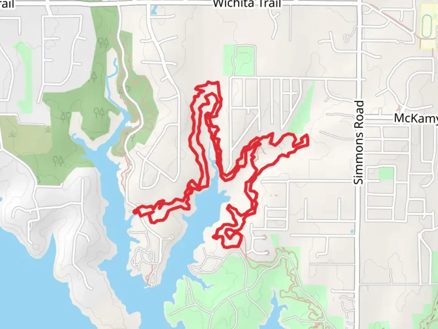 An image depicting the trail Northshore Loop Trail - Hide-A-Way Park and its surrounding area.