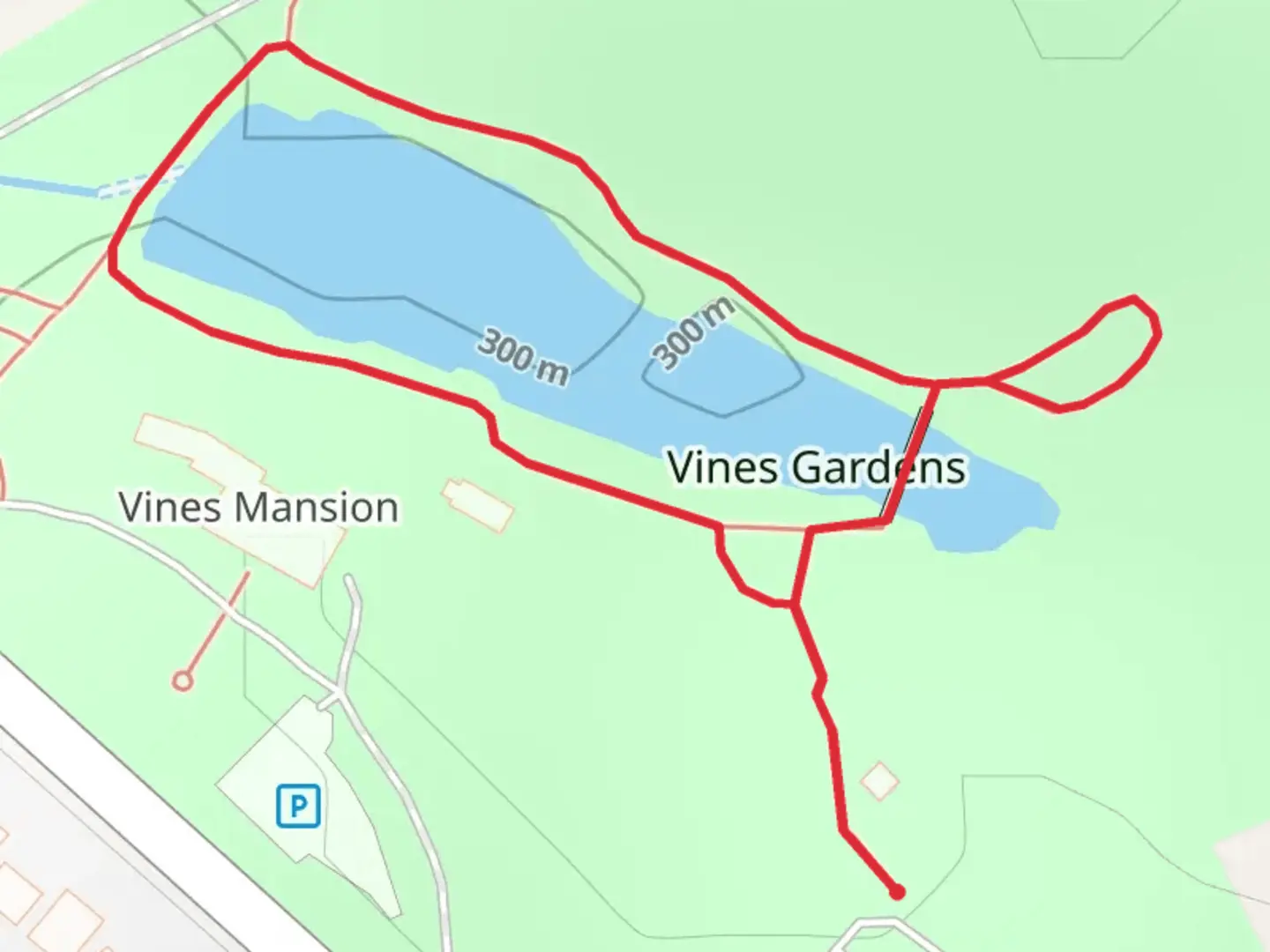 An image depicting the trail Vines Gardens Loop and its surrounding area.