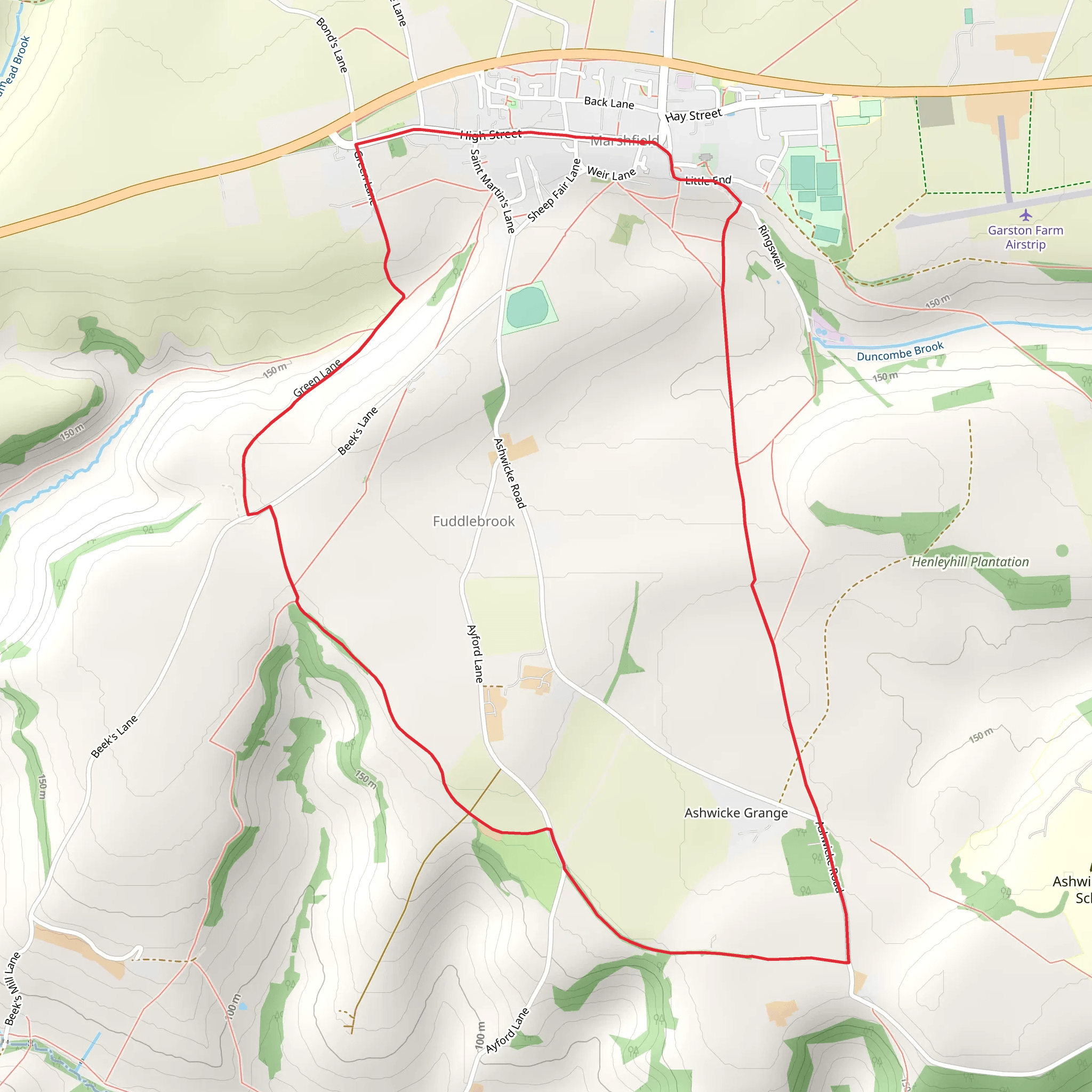Marshfield Circular Walk - Southern Loop mobile static map