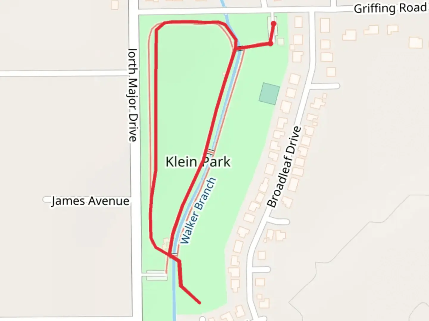 An image depicting the trail Klein Park Loop and its surrounding area.