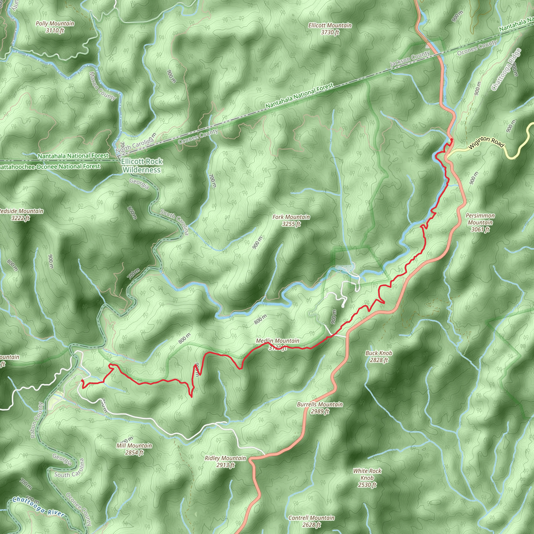 Foothills Trail and Medlin Mountain mobile static map