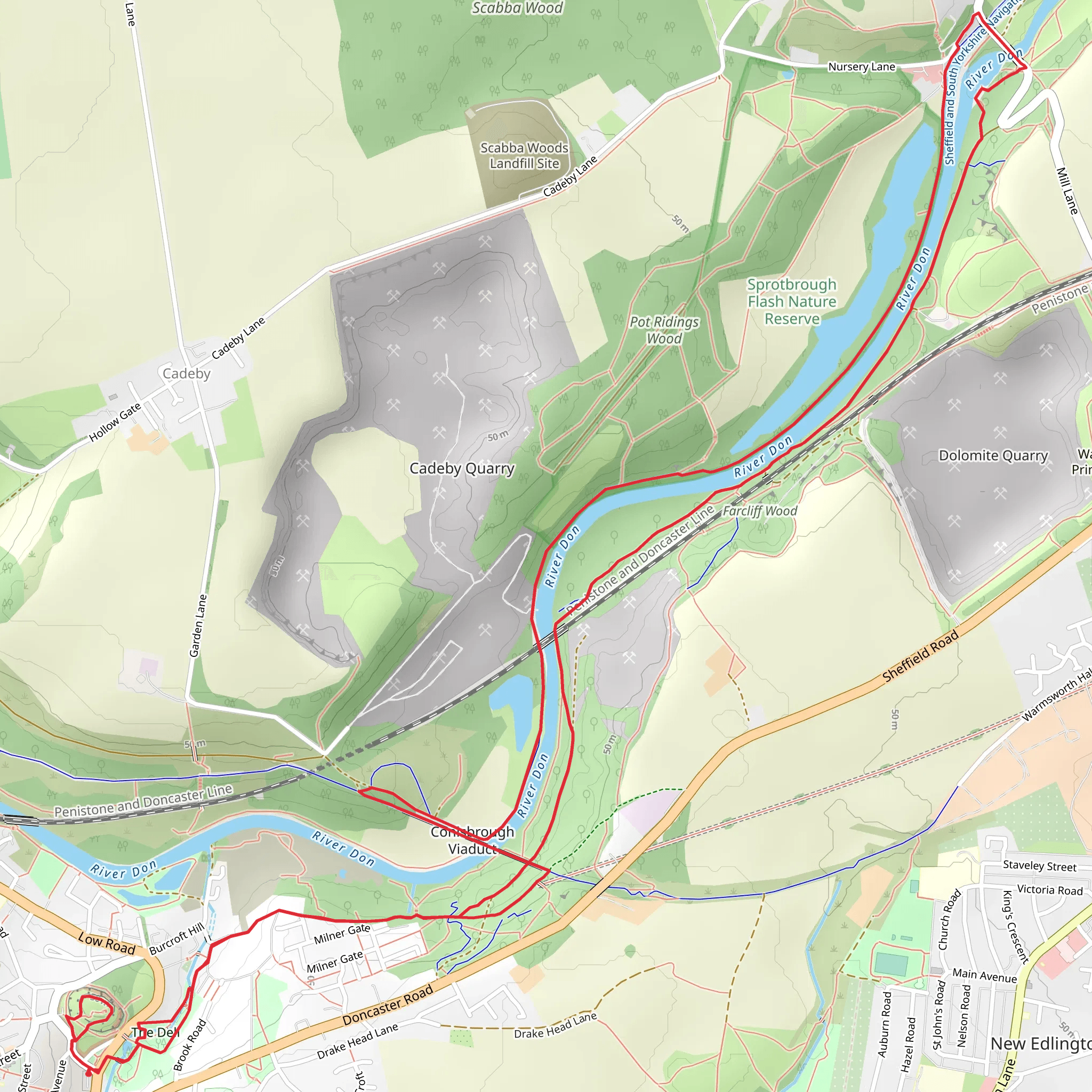 The Dell and River Don Loop Walk mobile static map