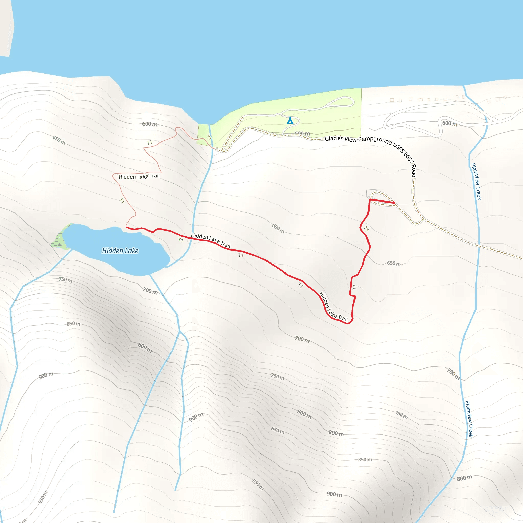Hidden Lake Trail mobile static map