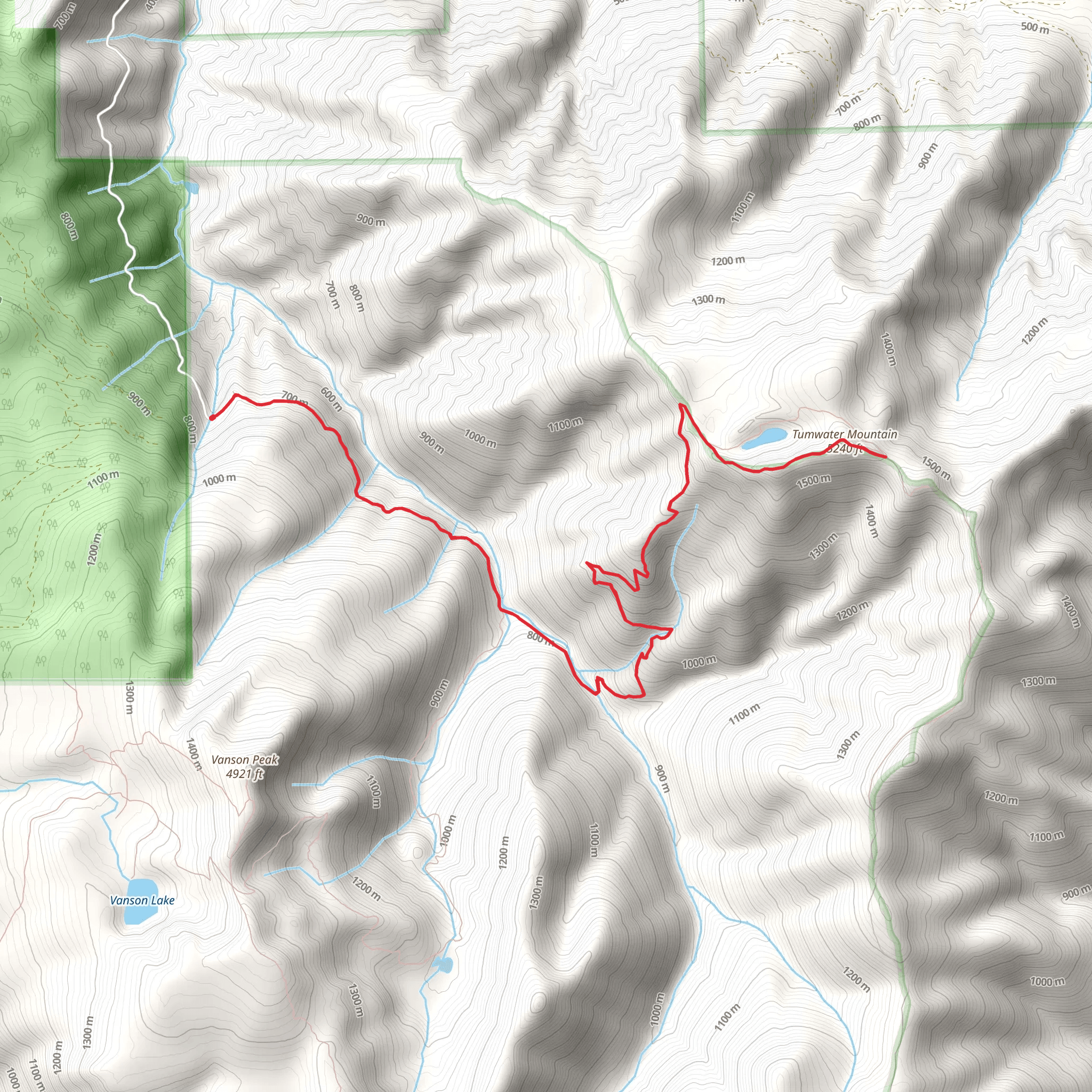 Tumwater Peak Trail mobile static map
