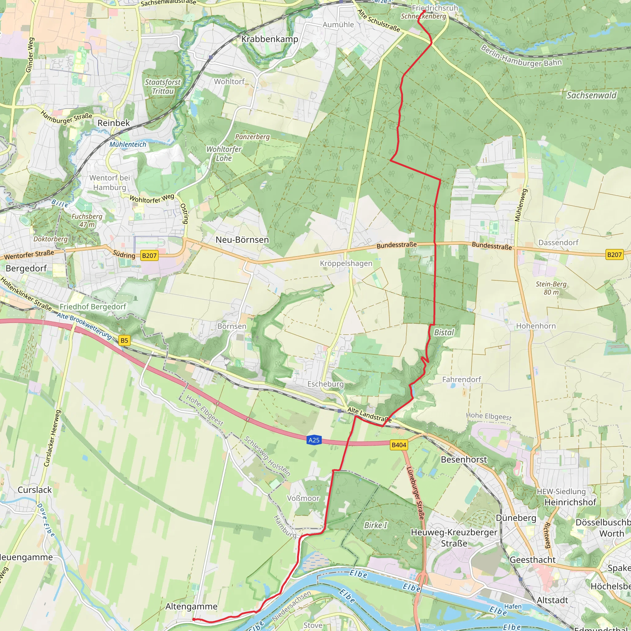 Altengamme to Friedrichsruh Walk mobile static map