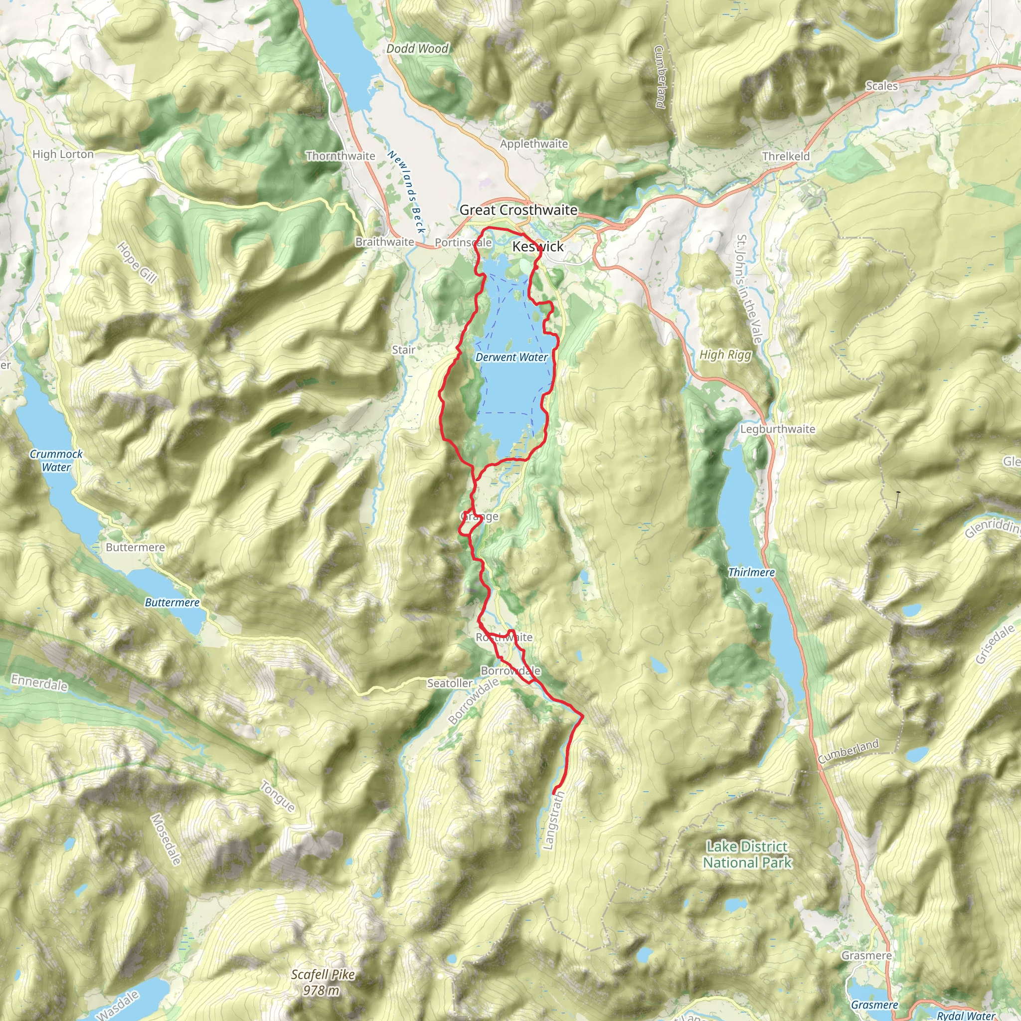 Catbells to Black Moss Pot mobile static map